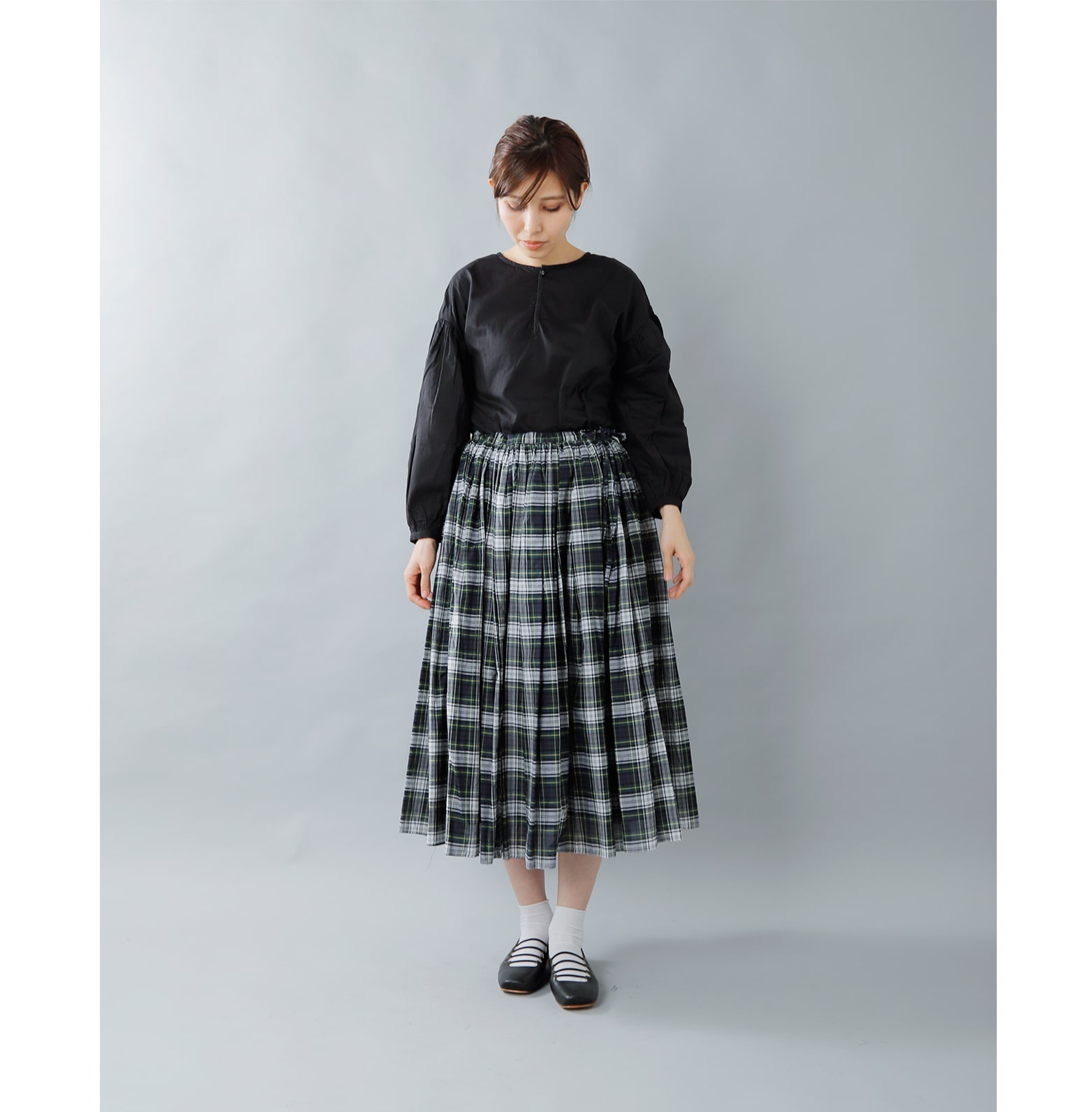 R & D.M.Co-(オールドマンズテーラー)シルクコットンギャザースカート R & D.M.Co-(オールドマンズテーラー)シルクコットンギャザースカート