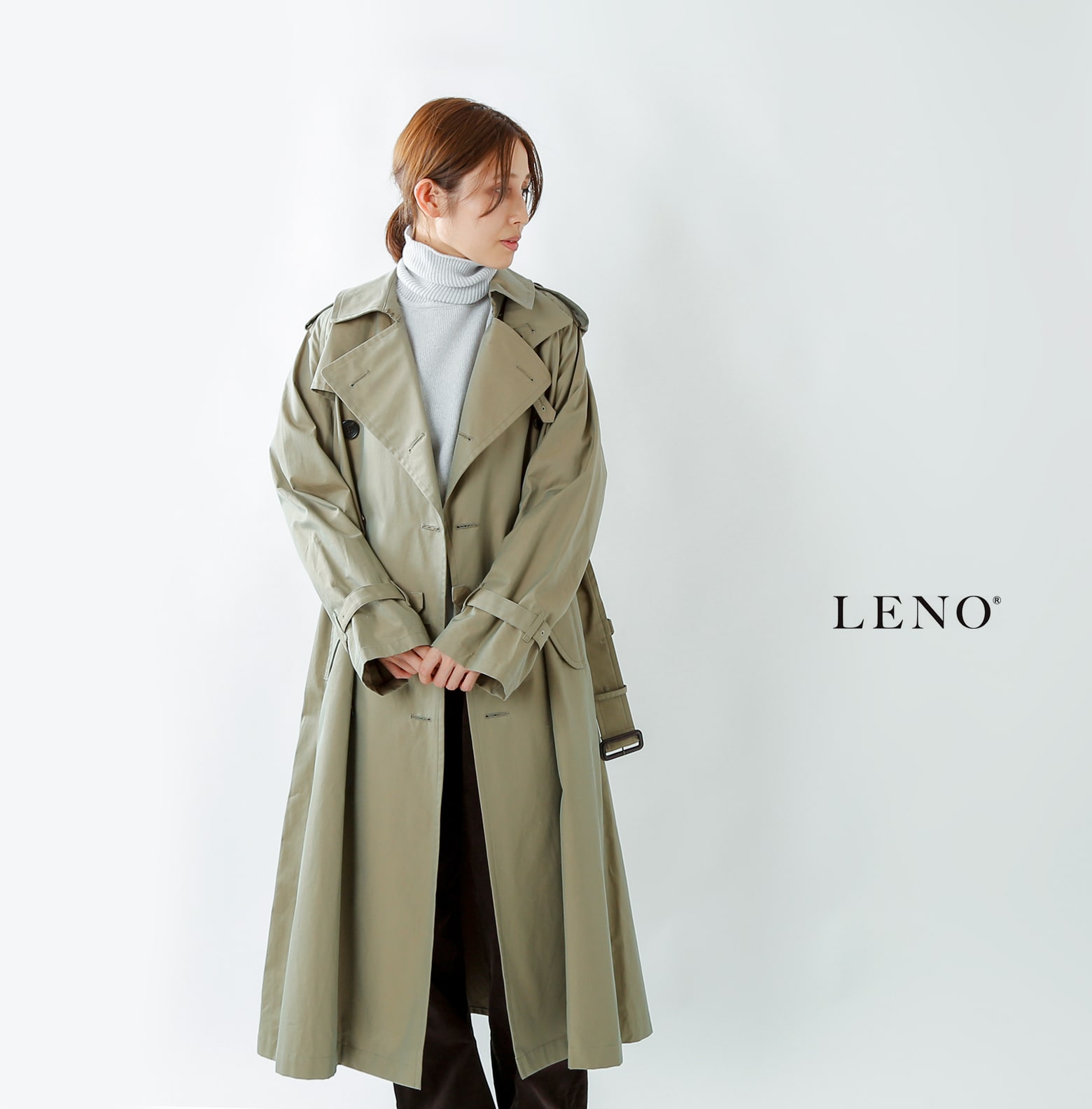 Leno リノ 撥水コットンギャバジンビッグトレンチコート Big Trench Coat U1902 Co001 Iroma Aranciato