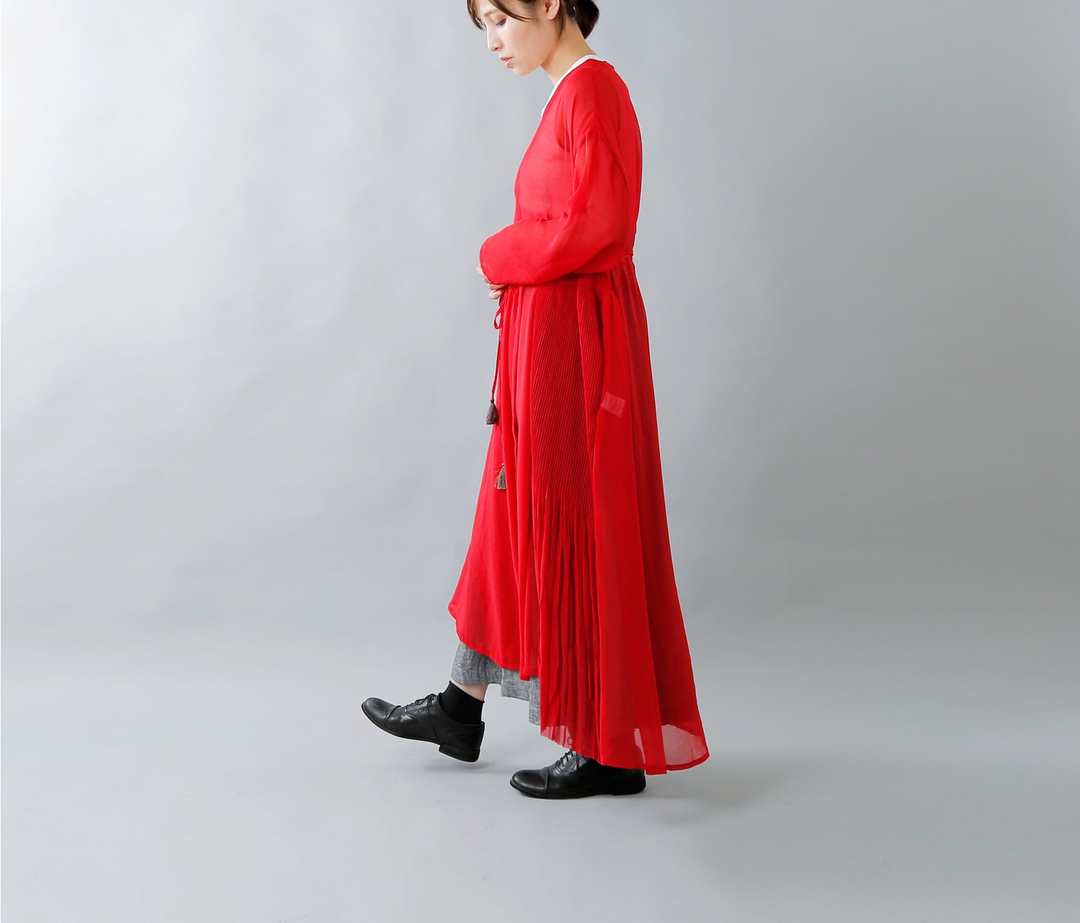 Tabrik タブリク オリジナルプリーツローブワンピース Iroma Aranciato