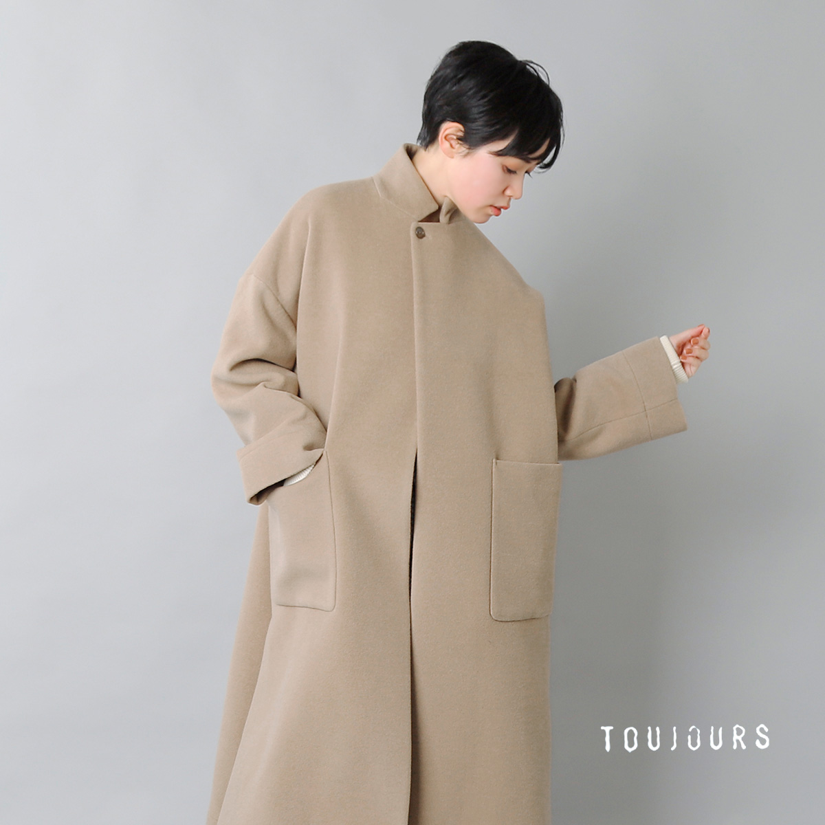 トップスtoujours Madras check コート ローブ カーディガン