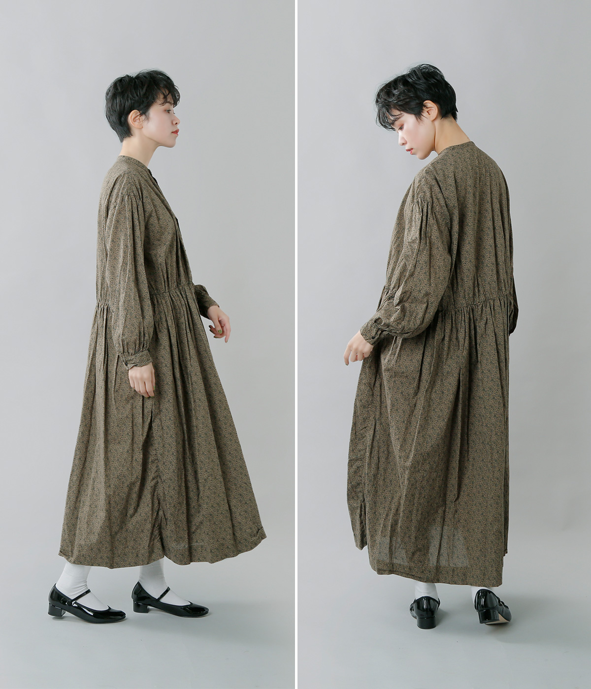 Toujours トゥジュー コットンクラシックフラワープリントギャザードレス Mm33fd01 Iroma Aranciato