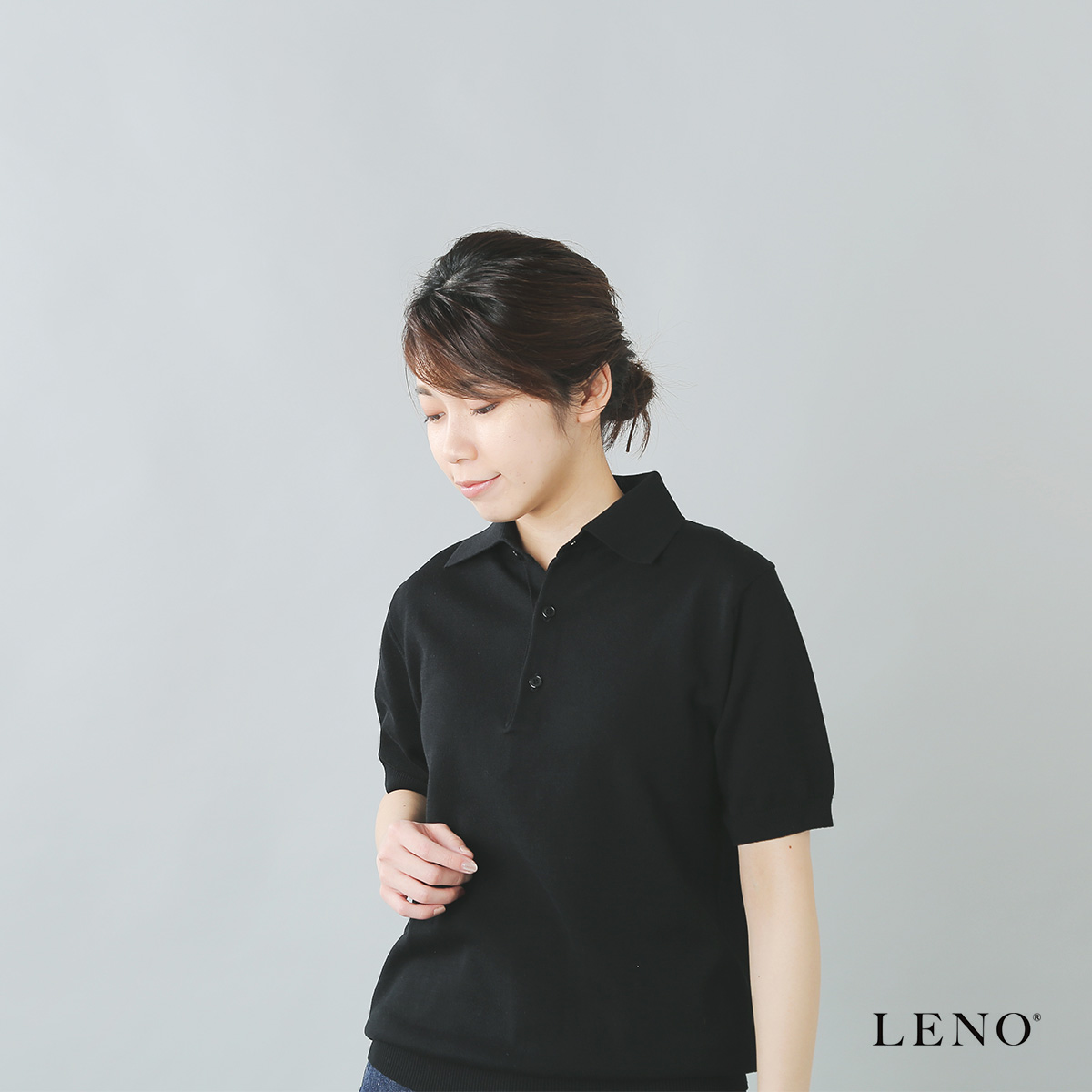 Leno リノ ポロカラーハーフスリーブセーター L01 K002 Iroma Aranciato