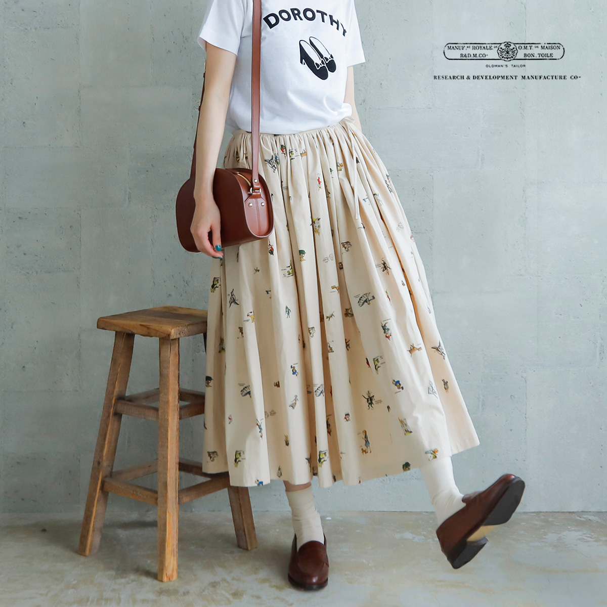 R & D.M.Co-(オールドマンズテーラー)コットンオズプリントギャザースカート“OZ PRINT GATHER SKIRT” 4849