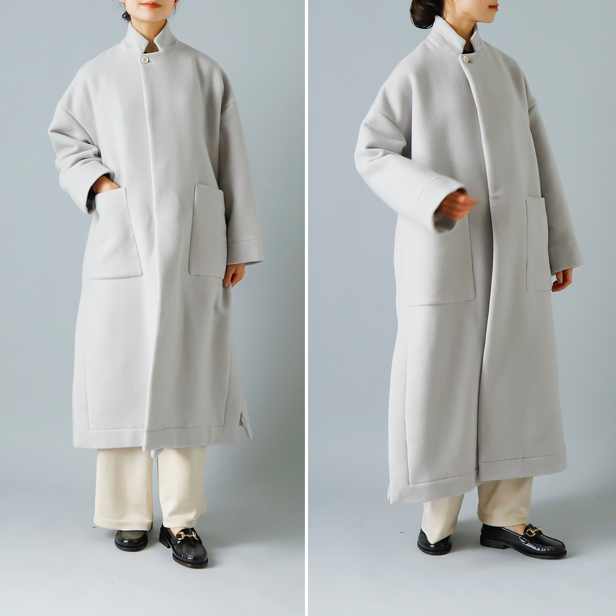 TOUJOURS(トゥジュー)ファインブラッシュドウールカシミヤダブルクロス サイドシームベンツコート dm35tc03
