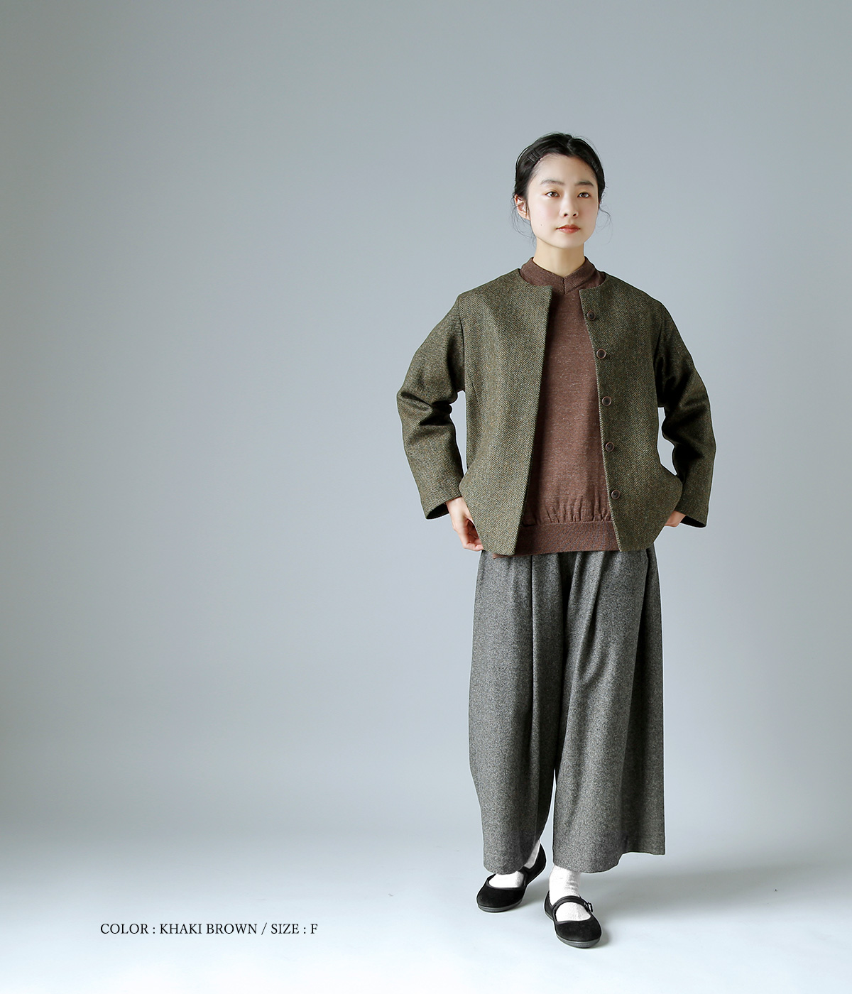 アトリエナルセ  atelier naruse ツイード　コクーンジャケット袖丈約54センチ