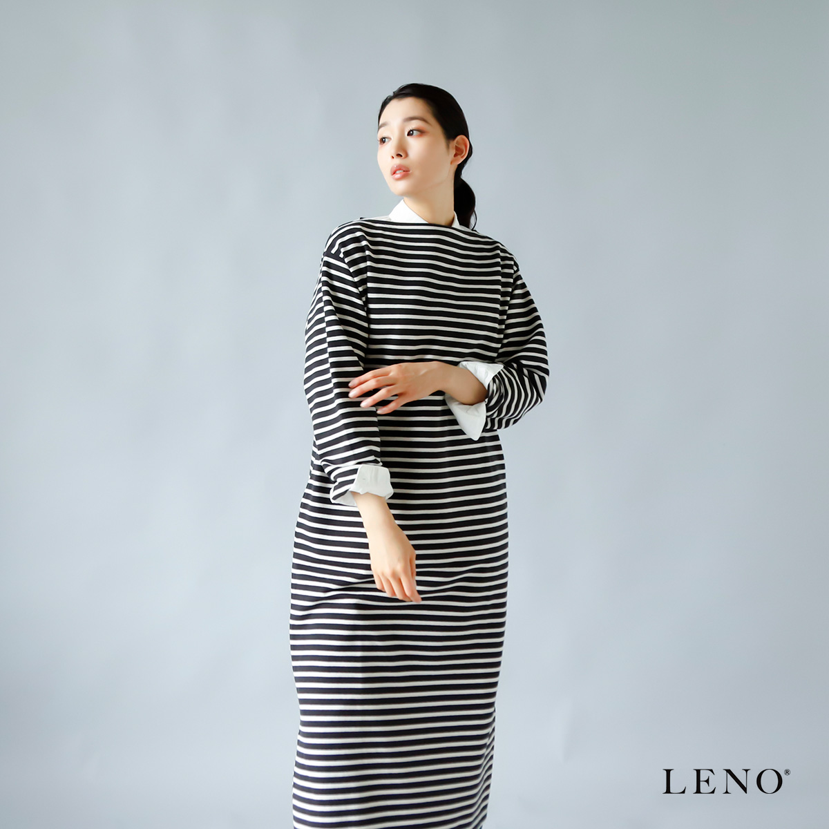 LENO(リノ)コットンラッセルボーダーバスクドレス leno-cs002