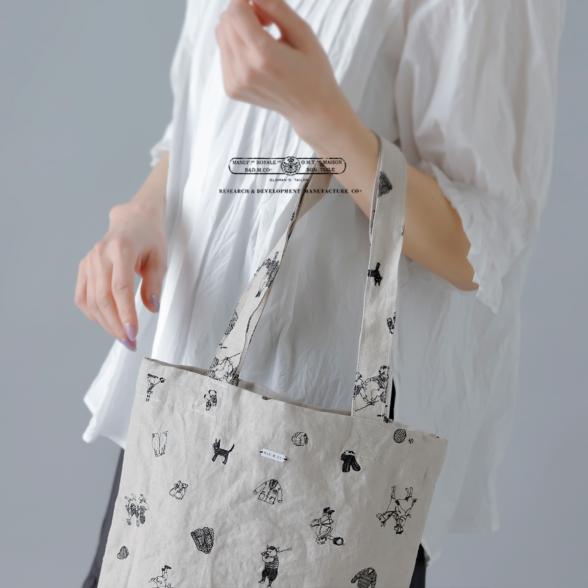 R & D.M.Co-(オールドマンズテーラー)リネン刺繍トートバッグ“B.S EMBROIDERY LINEN TOTE BAG” 4564