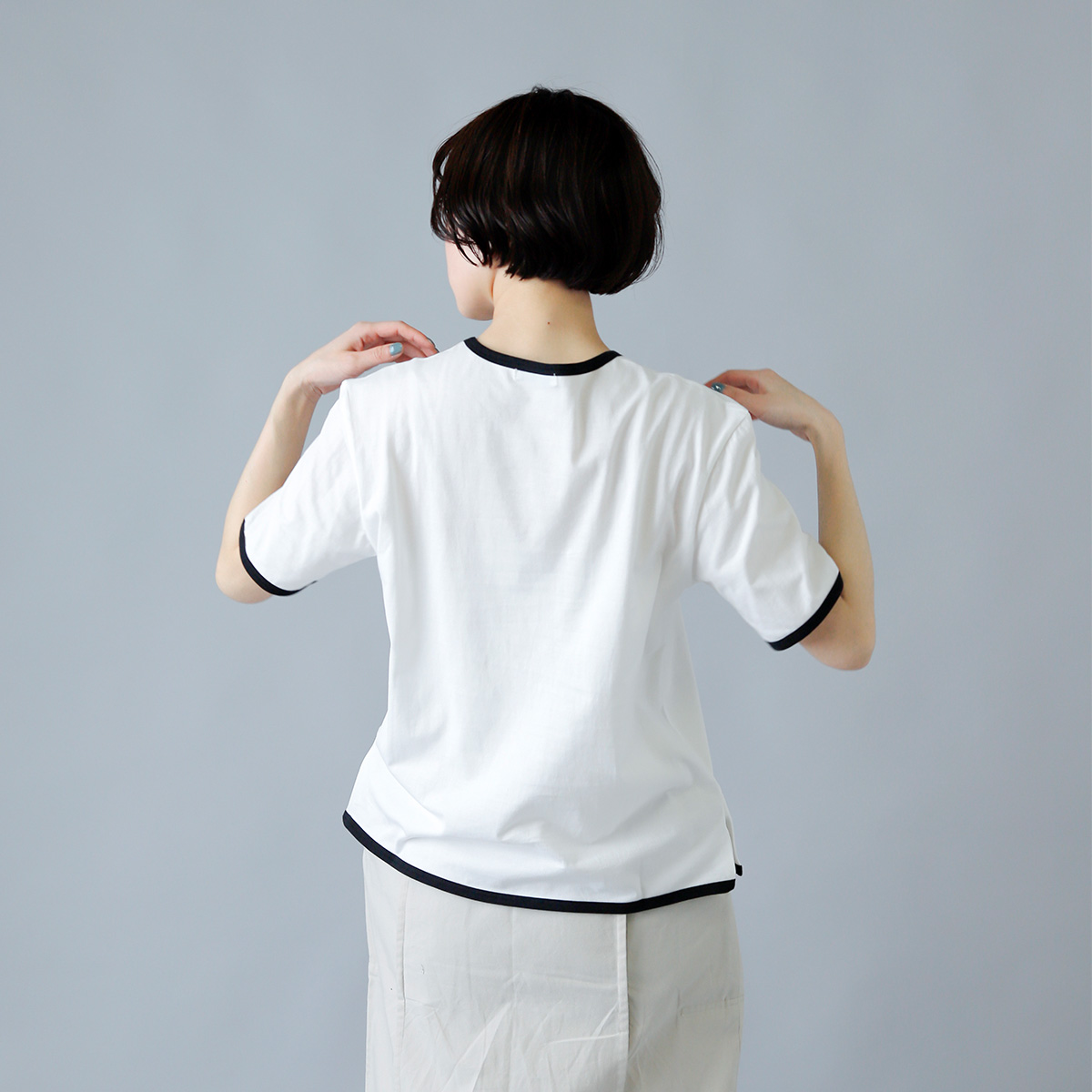 THE HINOKI(ザ ヒノキ)オーガニックコットンベーシックリンガーTシャツ th21s-33-bk
