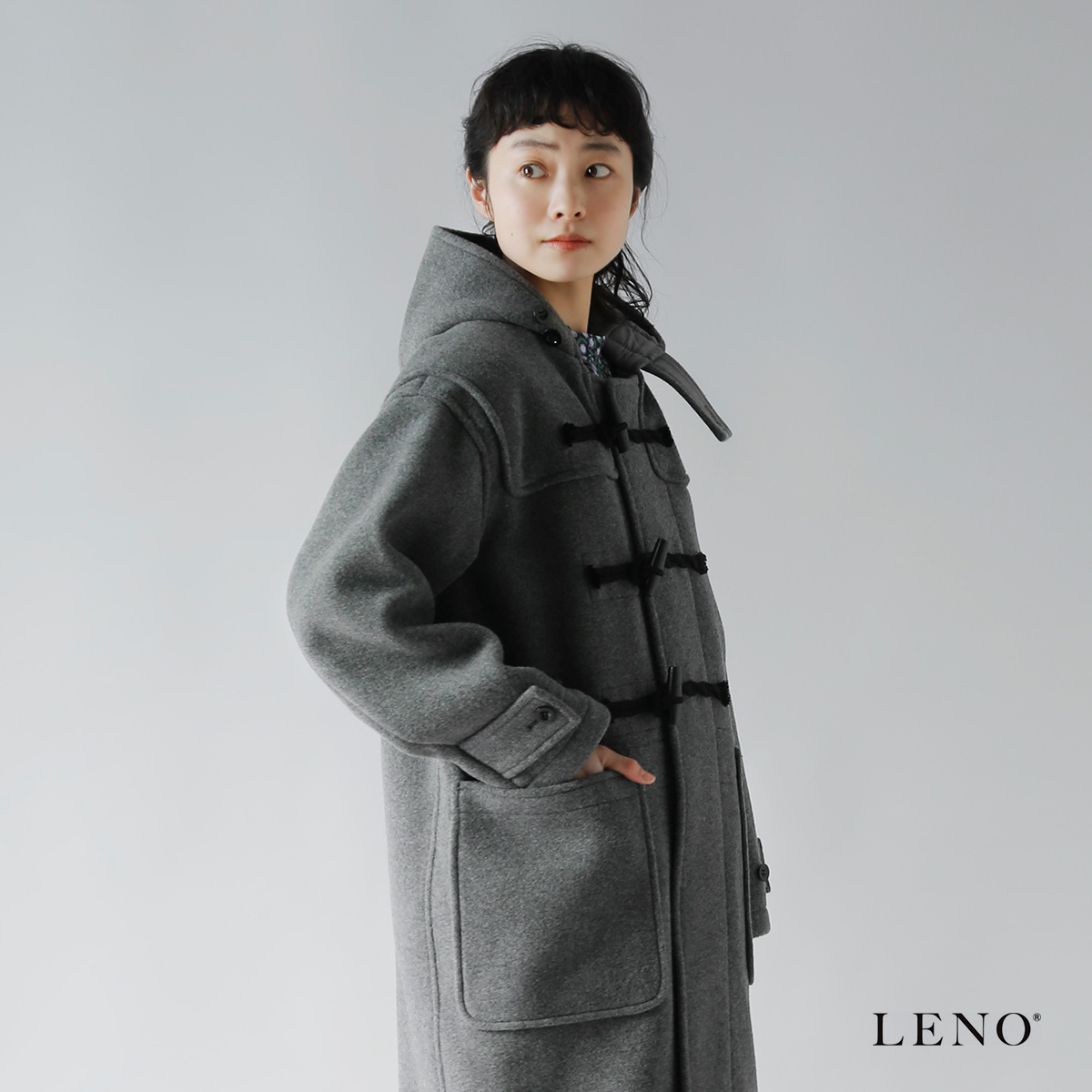 新品未使用♡ LENO リノ ウール カシミヤ メルトン ダッフルコート-