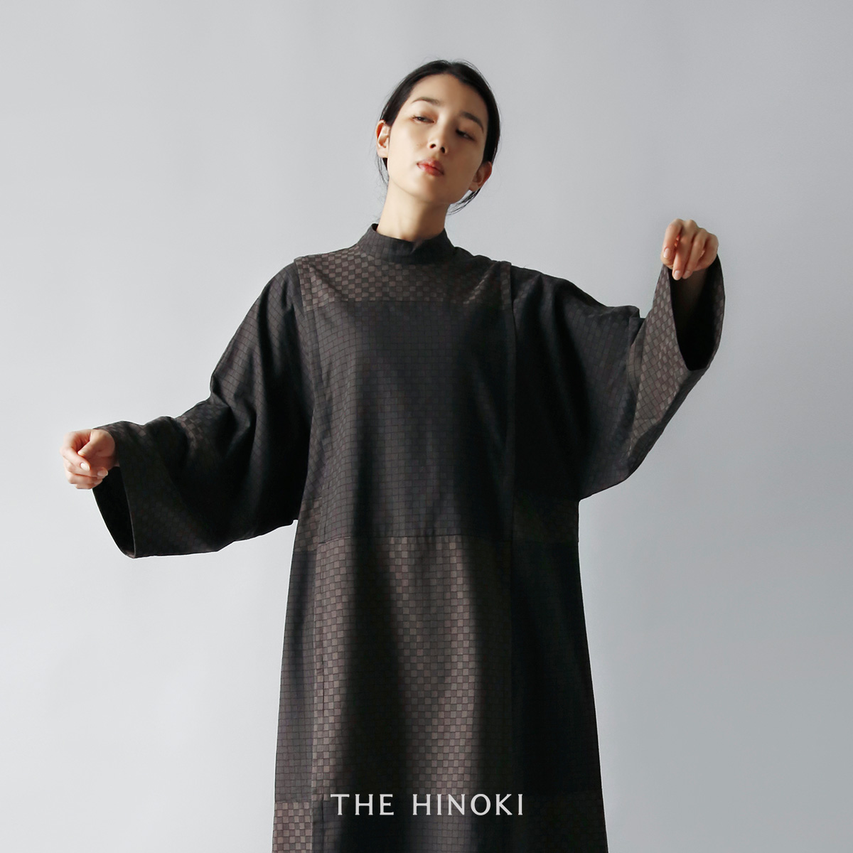 THE HINOKI(ザ ヒノキ)オーガニックコットン チェッカードビー ジオメトリック ドレス th22w-21