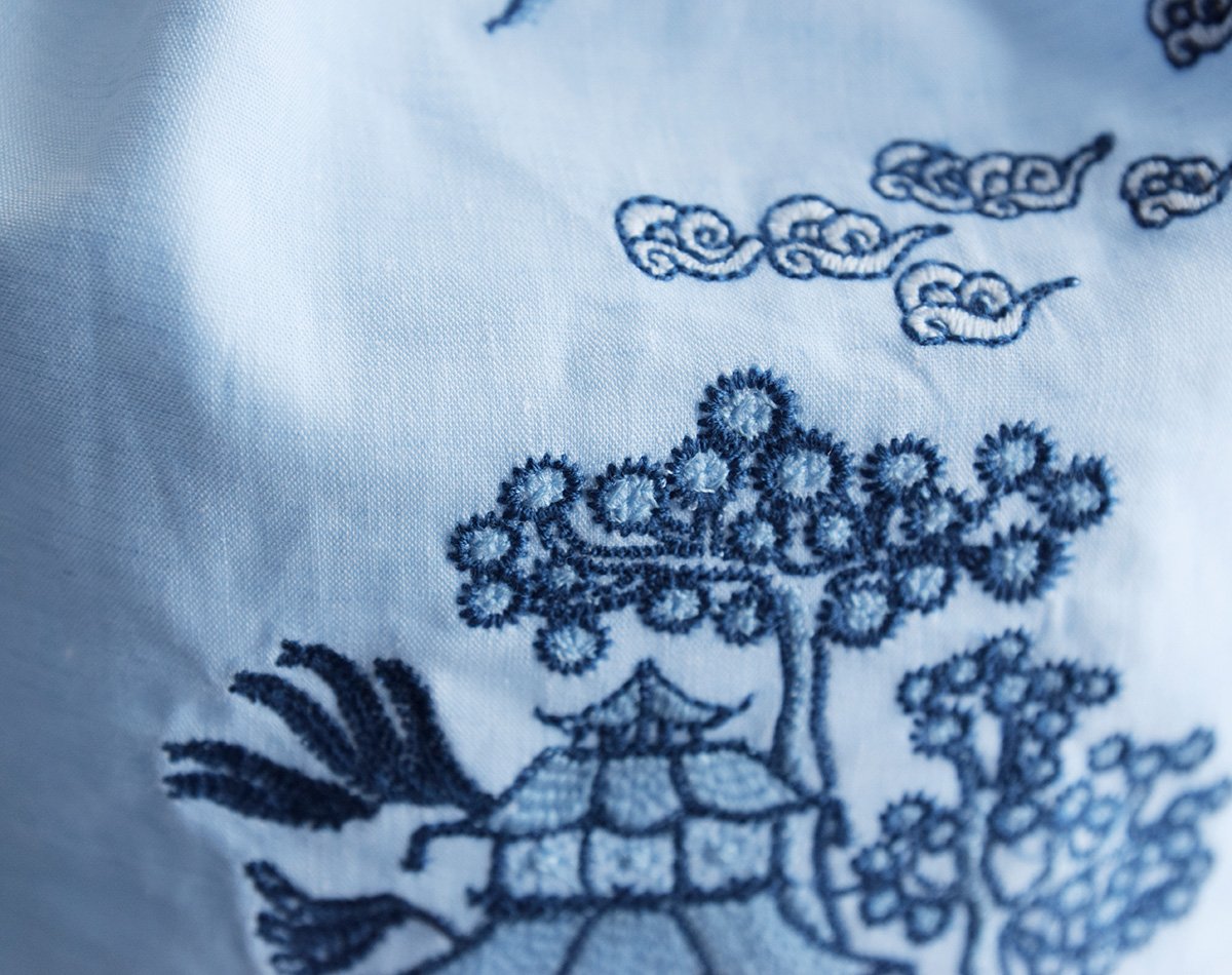 R & D.M.Co-(I[h}Ye[[)EMBROIDERY BLUE WILLOW lXgOobO 5446
