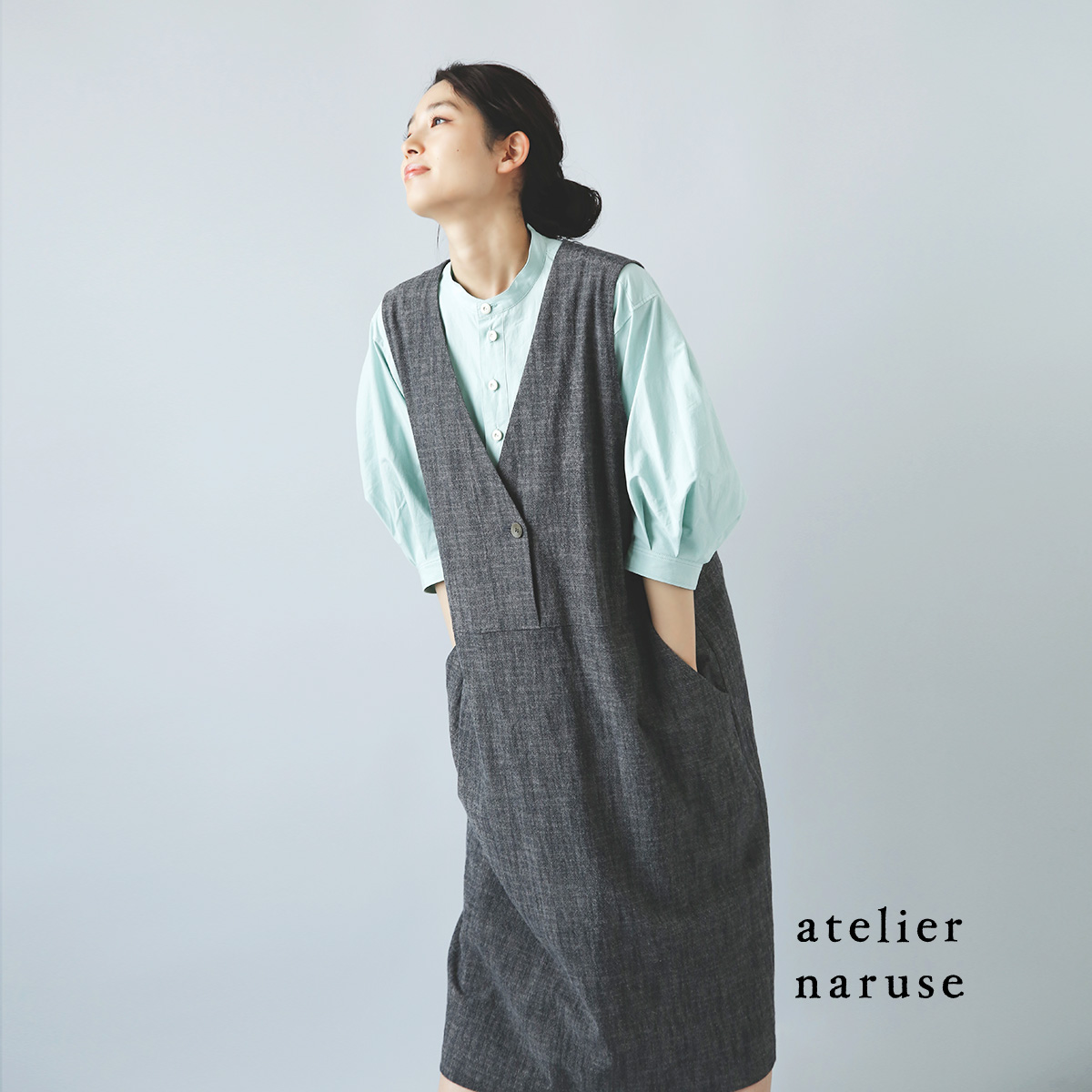 atelier naruse(アトリエナルセ)コットンスラブジャンパースカート f03086