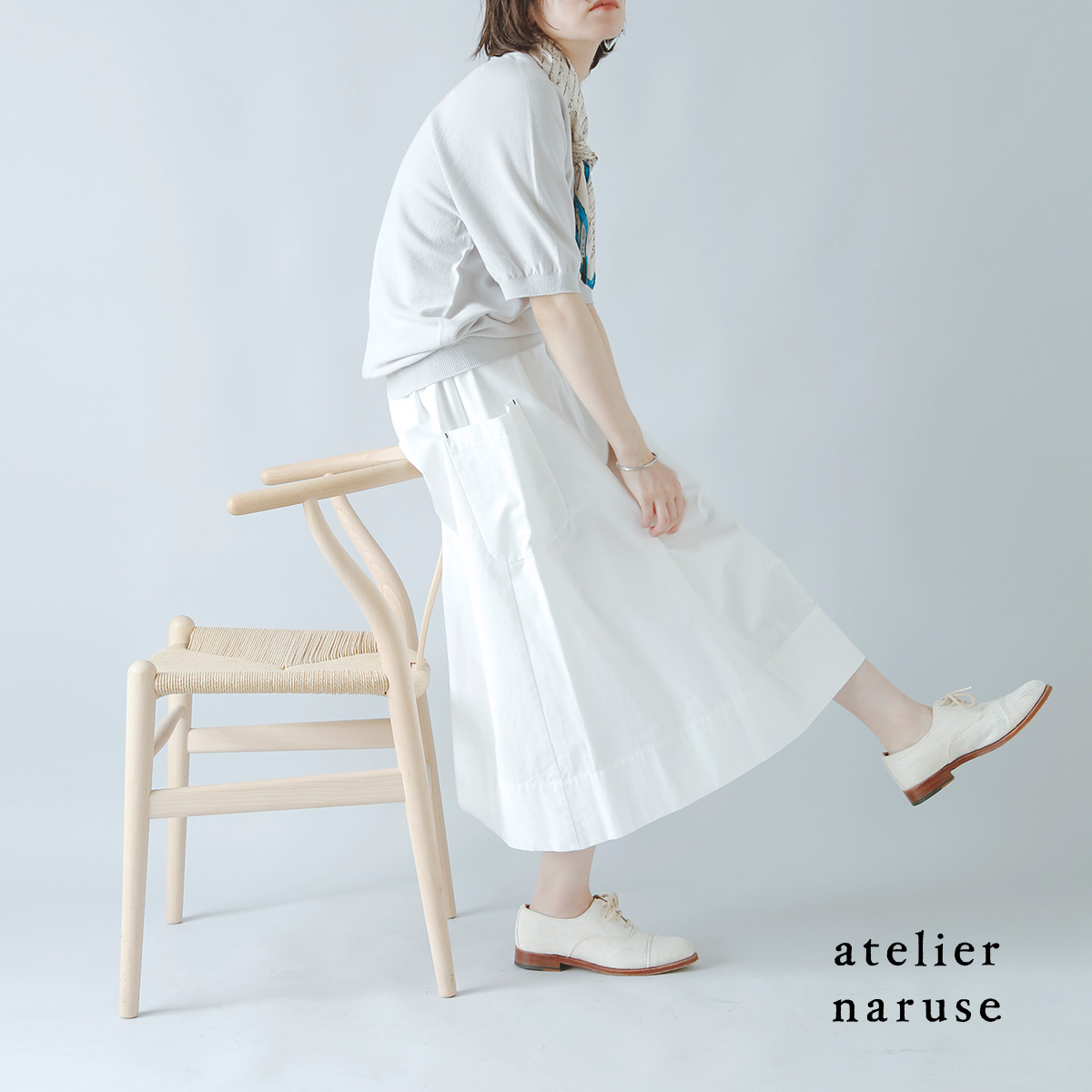 atelier naruse(アトリエナルセ)コットン パッチ ポケット スカート f06028