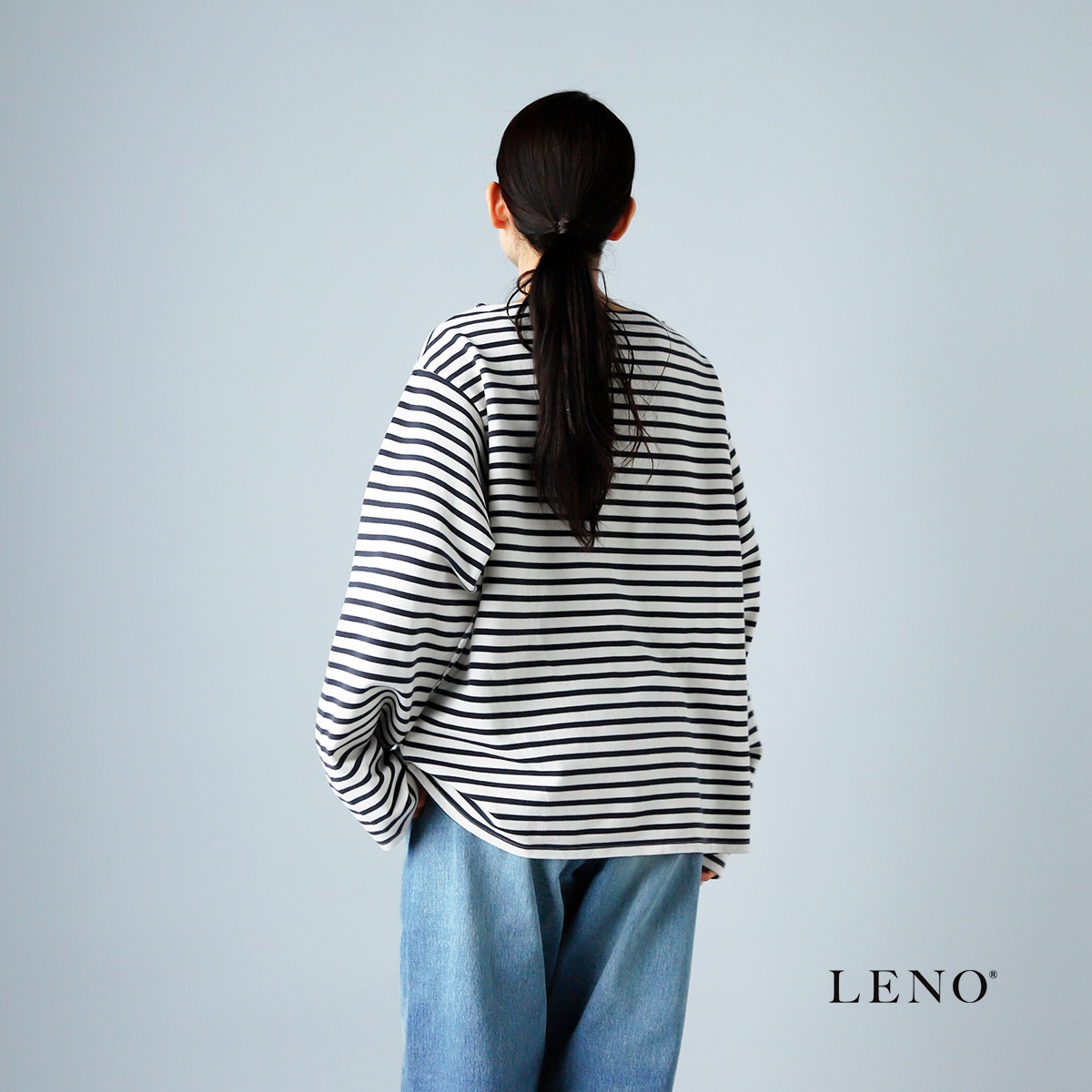 LENO(リノ)オリジナルラッセル編みコットンボーダーバスクシャツ h2201-cs002