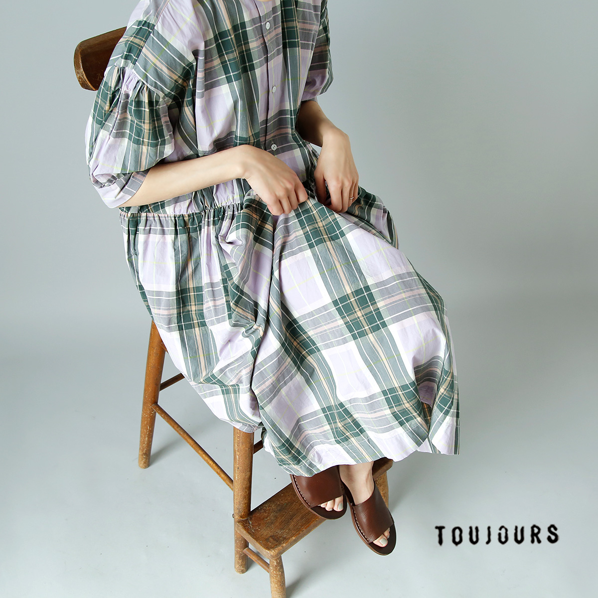 新版 1度着用 TOUJOURS トゥジュー レース刺繍 シャツドレス 