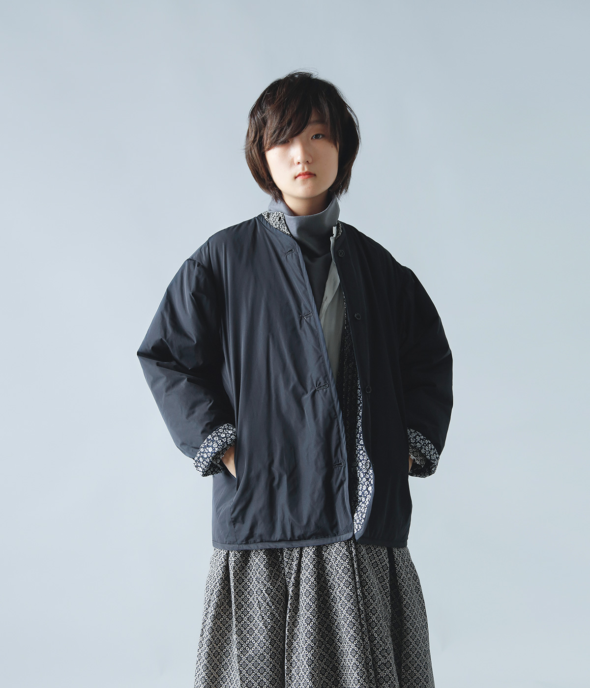 TOUJOURS ユーティリティ ジャケット Silky PL Flower Jacquard Cloth ...