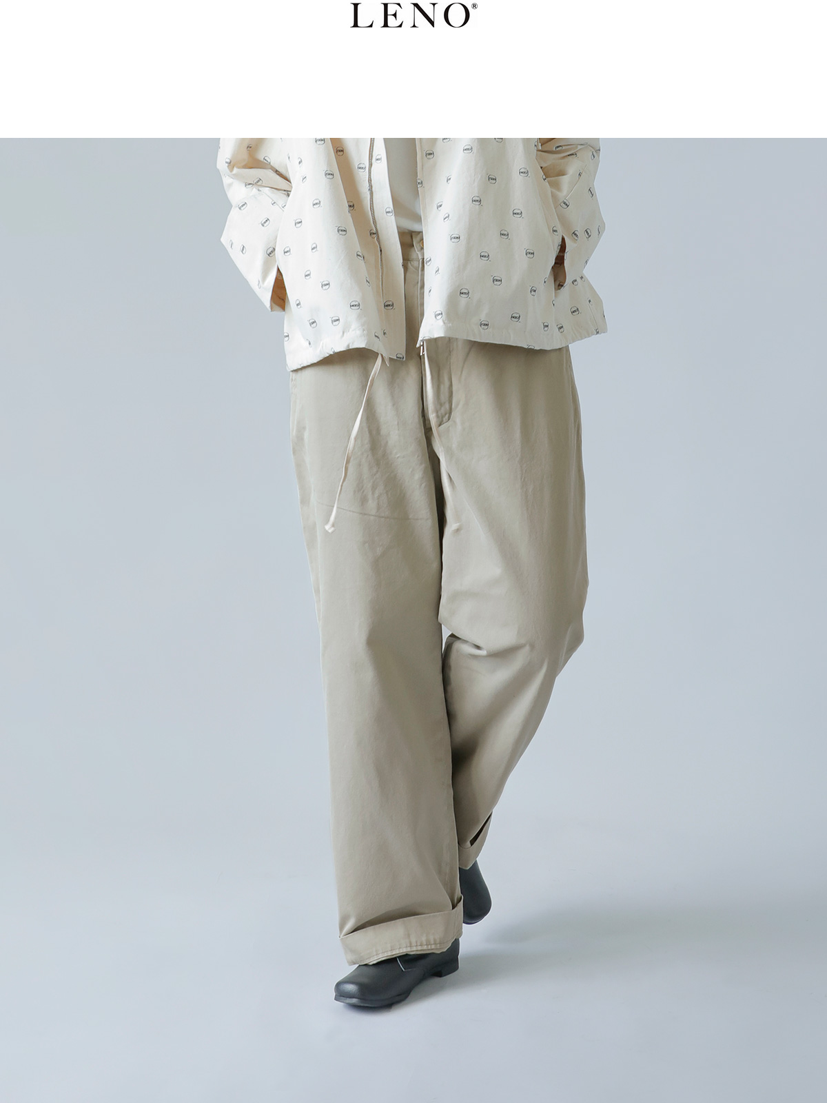 LENO リノ WIDE CHINO TROUSERS ベージュ - チノパン