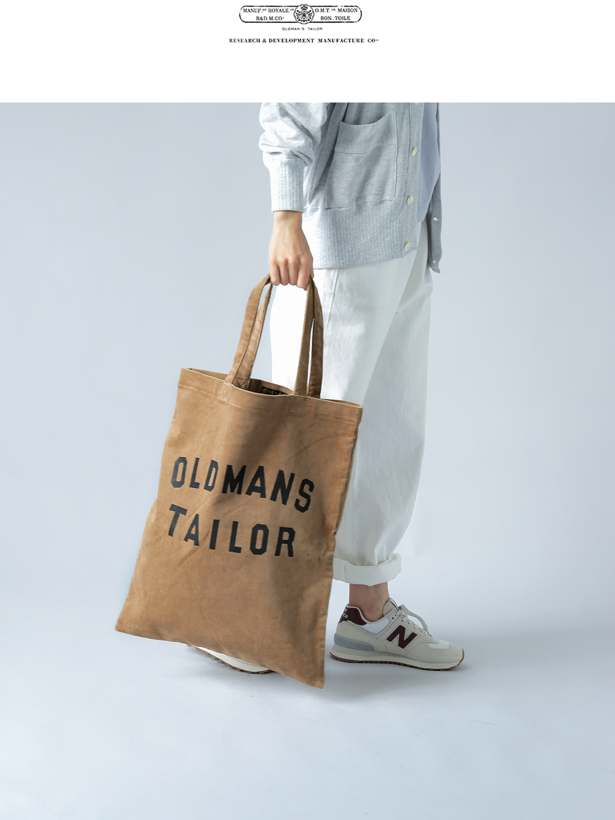 R u0026 D.M.Co-(オールドマンズテーラー)コットン コーデュロイ ロゴプリント トート バッグ “OMT PRINT TOTE BAG”  omt-aw1025 | iroma..aranciato