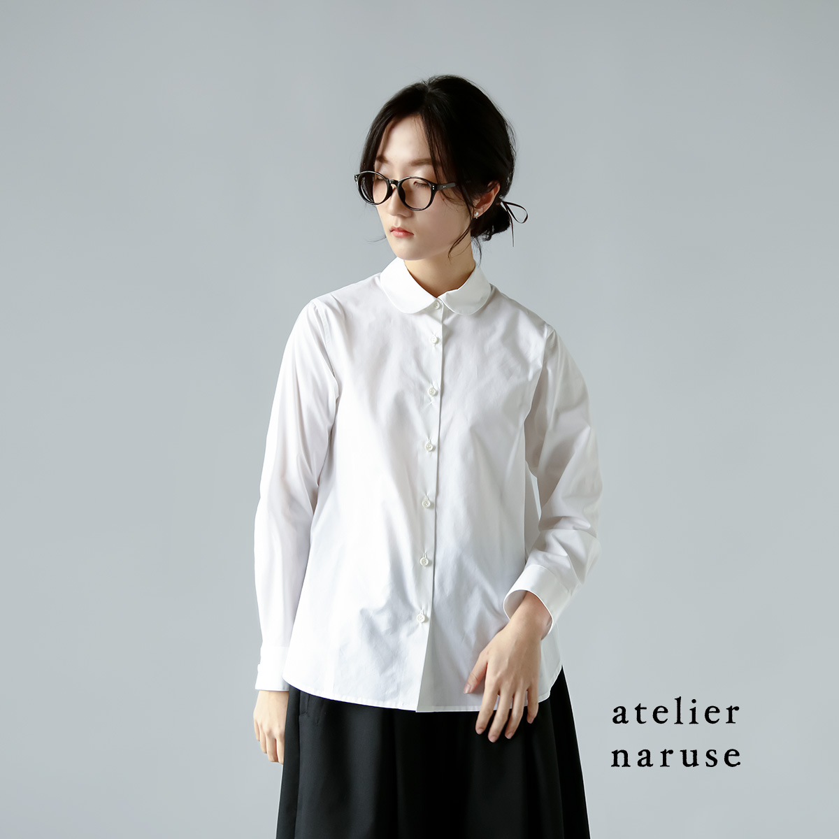 atelier naruseアトリエナルセ フォーマル コットン 丸衿 シャツ