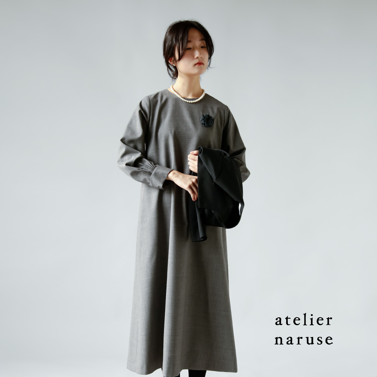 【2023ss新作】atelier naruse(アトリエナルセ)フォーマルAラインワンピース f03070