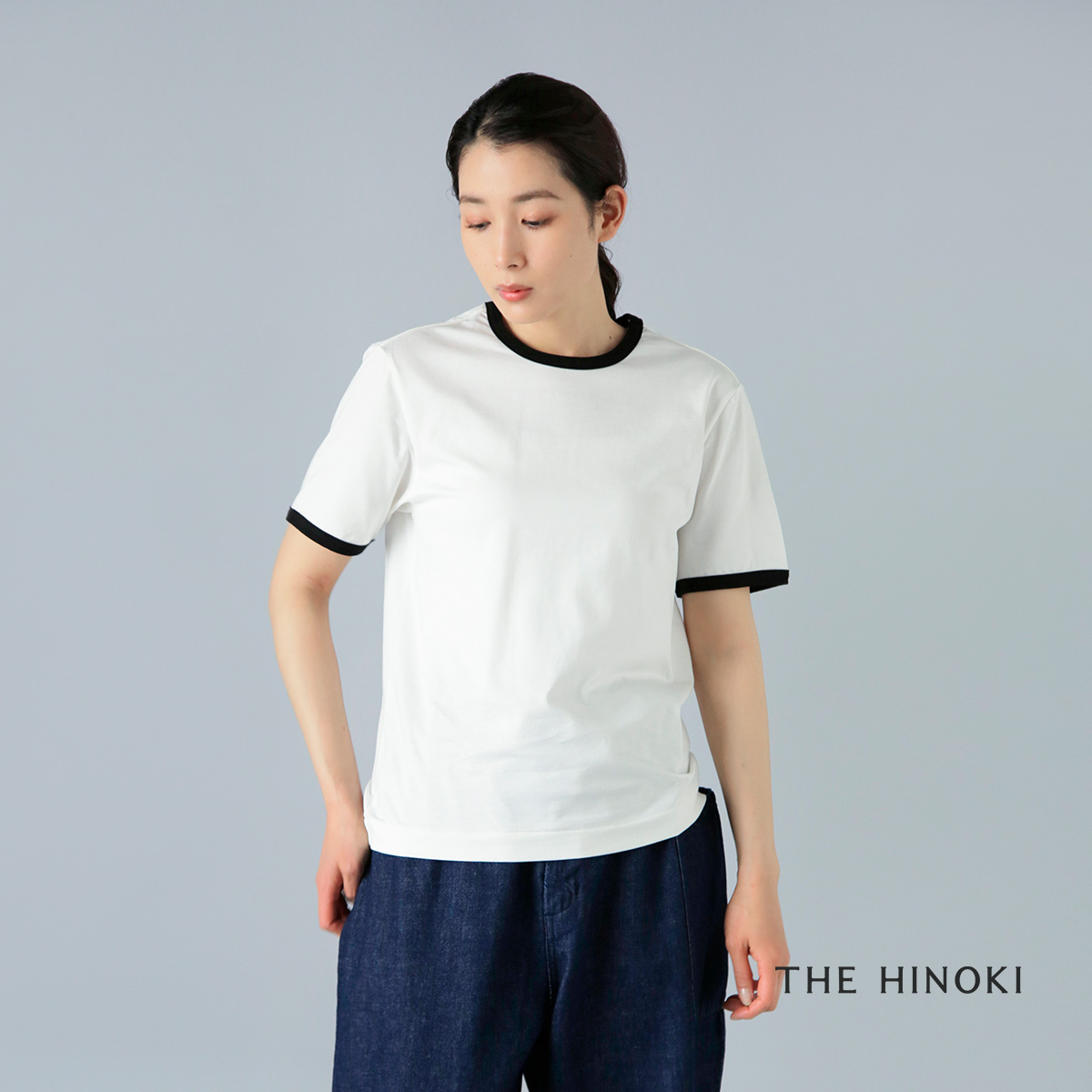 THE HINOKI(ザ ヒノキ)オーガニックコットン ハーフスリーブ リンガー Tシャツ th23s-46