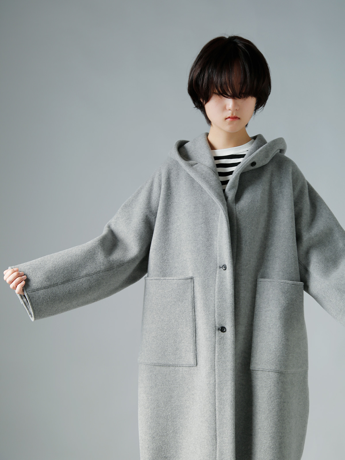 TENNE HANDCRAFTED MODERN(enhNtebh_)SUPER140s E[ O t[h R[g gsuper 140s long hood coath 0020o