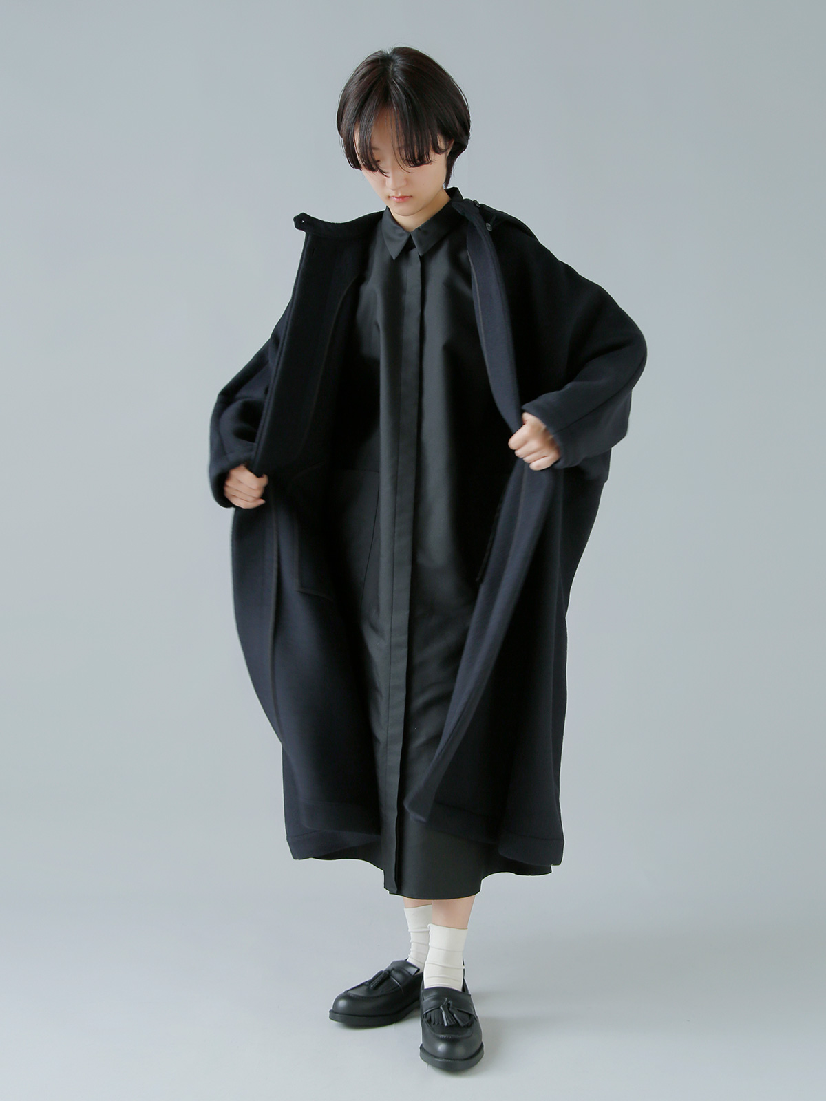 TENNE HANDCRAFTED MODERN(enhNtebh_)AS O t[h P[v R[g gangola long hood cape coath 0022o