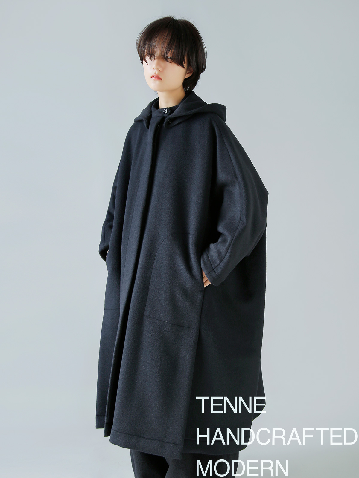 TENNE HANDCRAFTED MODERN テンハンドクラフテッドモダン アンゴラ ロング フード ケープ コート “angola long  hood cape coat” 0022o 【サイズ・カラー交換初回無料】 | iroma..aranciato