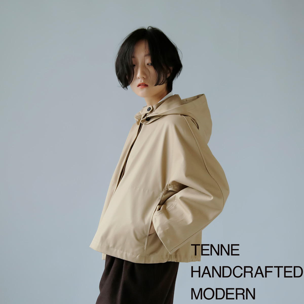 TENNE HANDCRAFTED MODERN(enhNtebh_)x^C Rbg V[gP[v R[g gshort cape coath 0023o