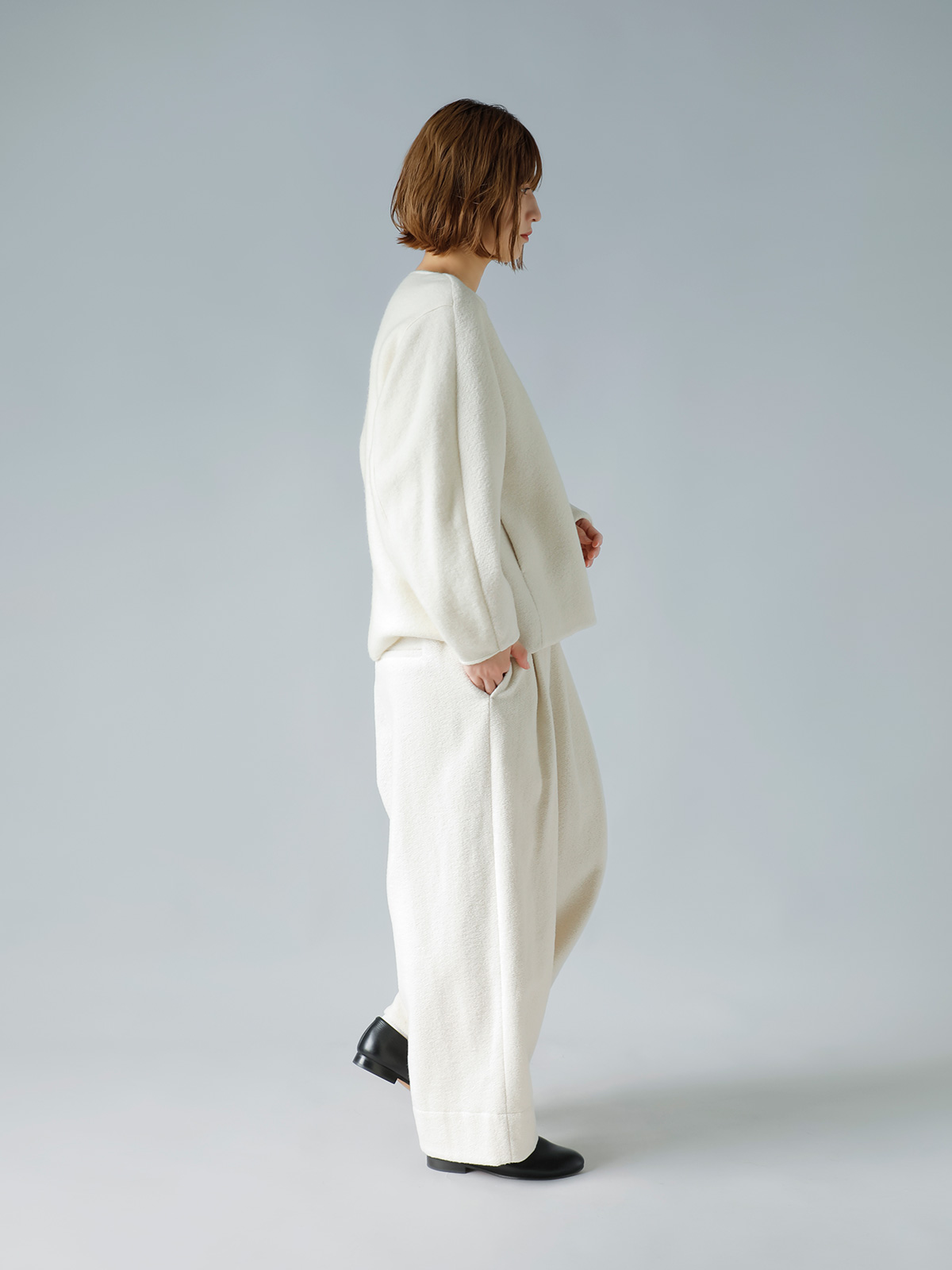 TENNE HANDCRAFTED MODERN(enhNtebh_)EGXg u jbg 3^bN Ch pc gwaist rib knit 3 tuck wide pantsh 007o