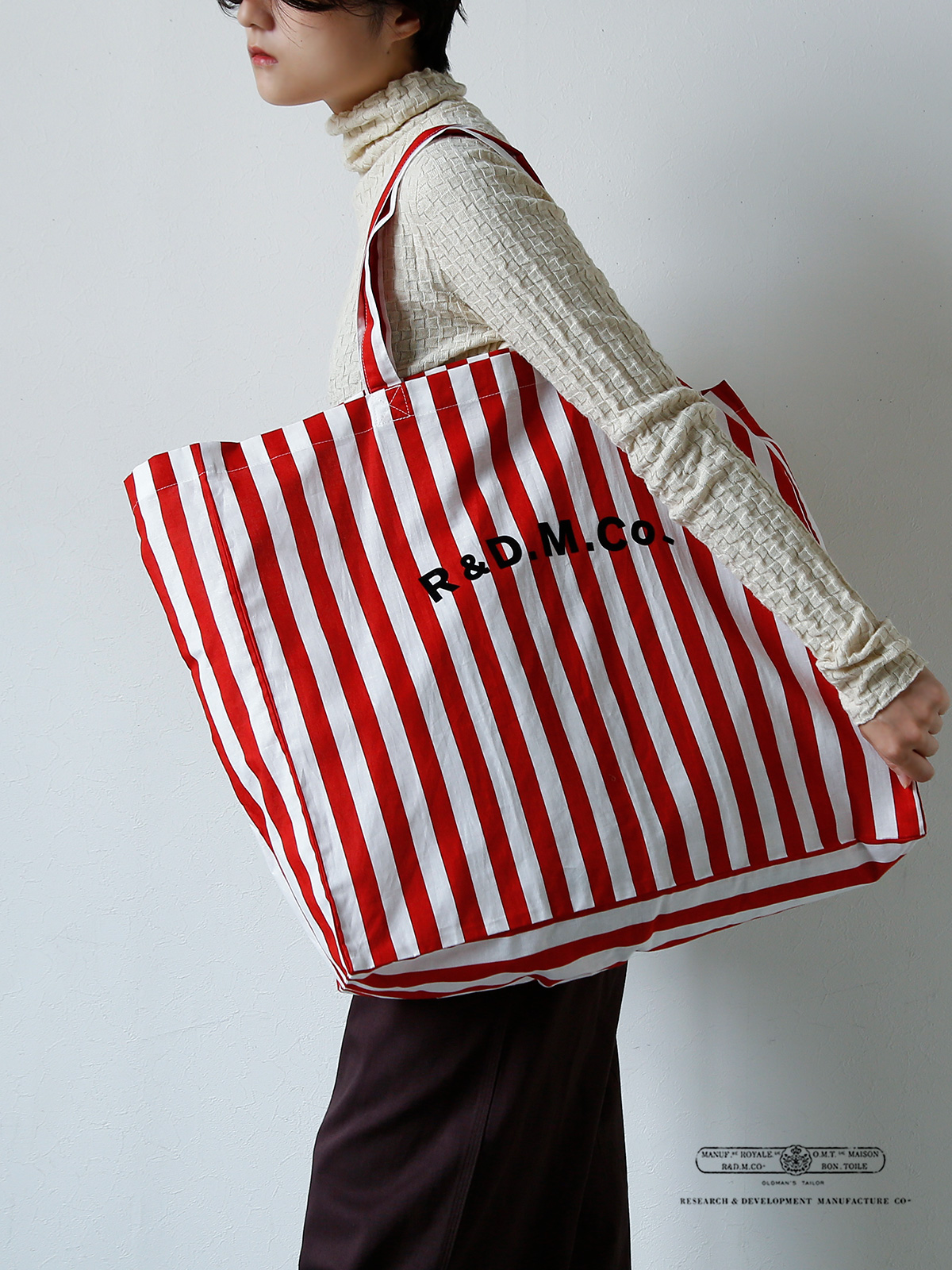 R & D.M.Co- オールドマンズテーラー コットンリネン デッキチェア ストライプ トートバッグ “DECK CHAIR STRIPE TOTE  BAG” 6872 | iroma..aranciato