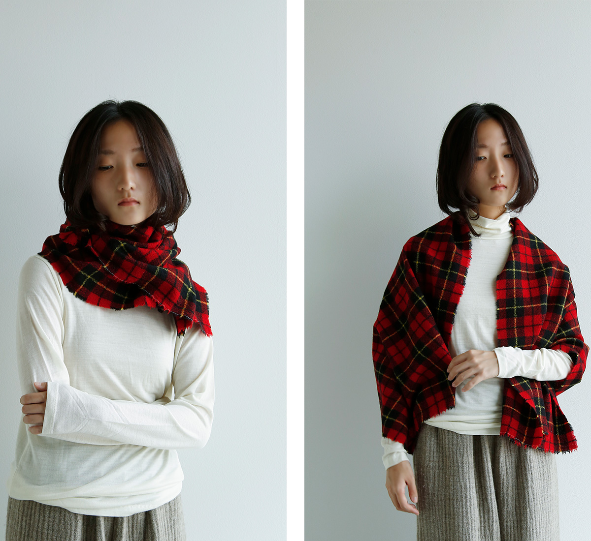 R & D.M.Co-(I[h}Ye[[)E[ ^[^ `FbN }t[ gWOOL TARTAN CHECK MUFFLERh 7064