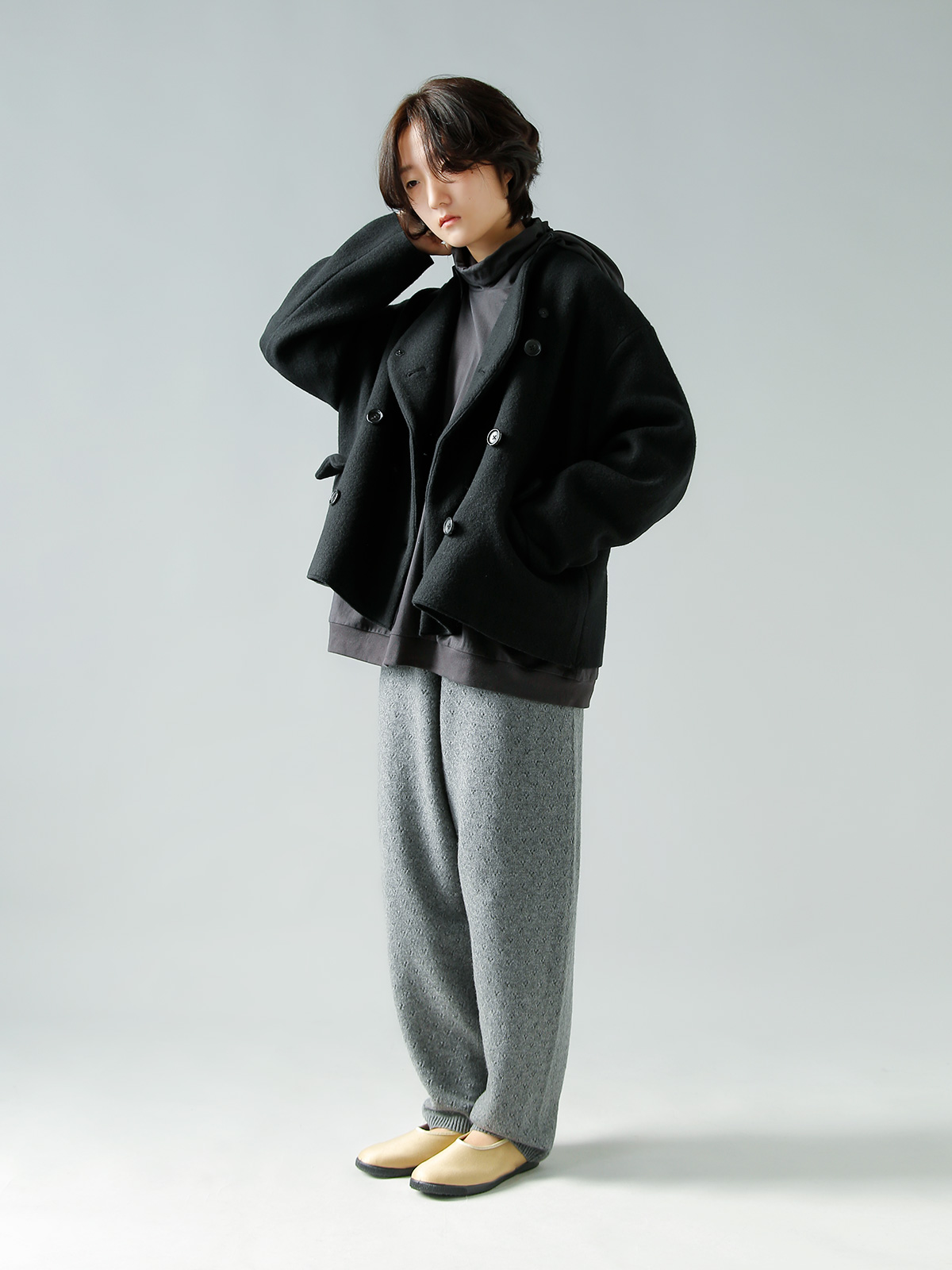 R & D.M.Co-(I[h}Ye[[)E[ tFg jbg _u {^ WPbg gWOOL FELT KNIT DOUBLE BUTTON JACKETh 7113