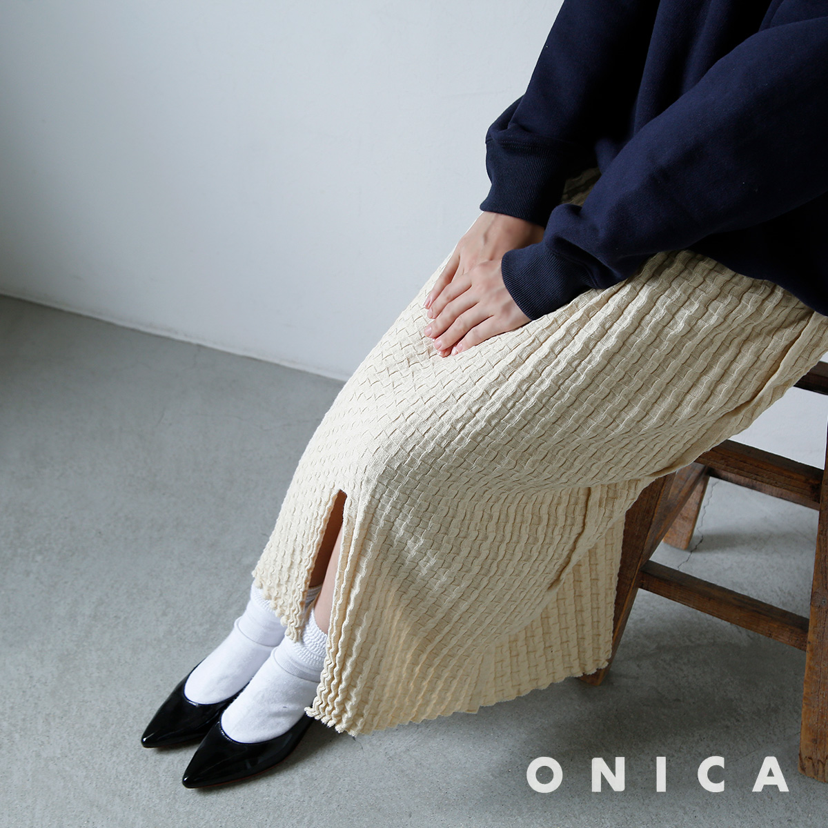 ONICA(IjJ)EHbVu Rbg l ~i XJ[g gCotton Linen Minamo Skirth oni041