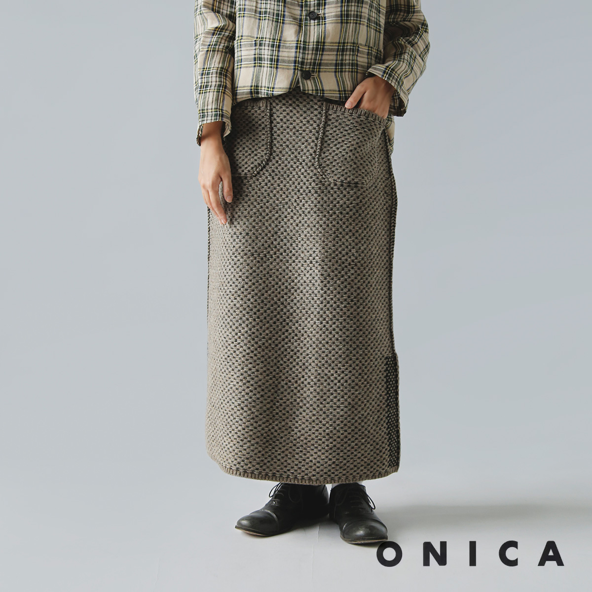 ONICA(IjJ)X[p[t@CE[ WK[h XJ[g gSuperfine wool Jacquard Skirth oni045