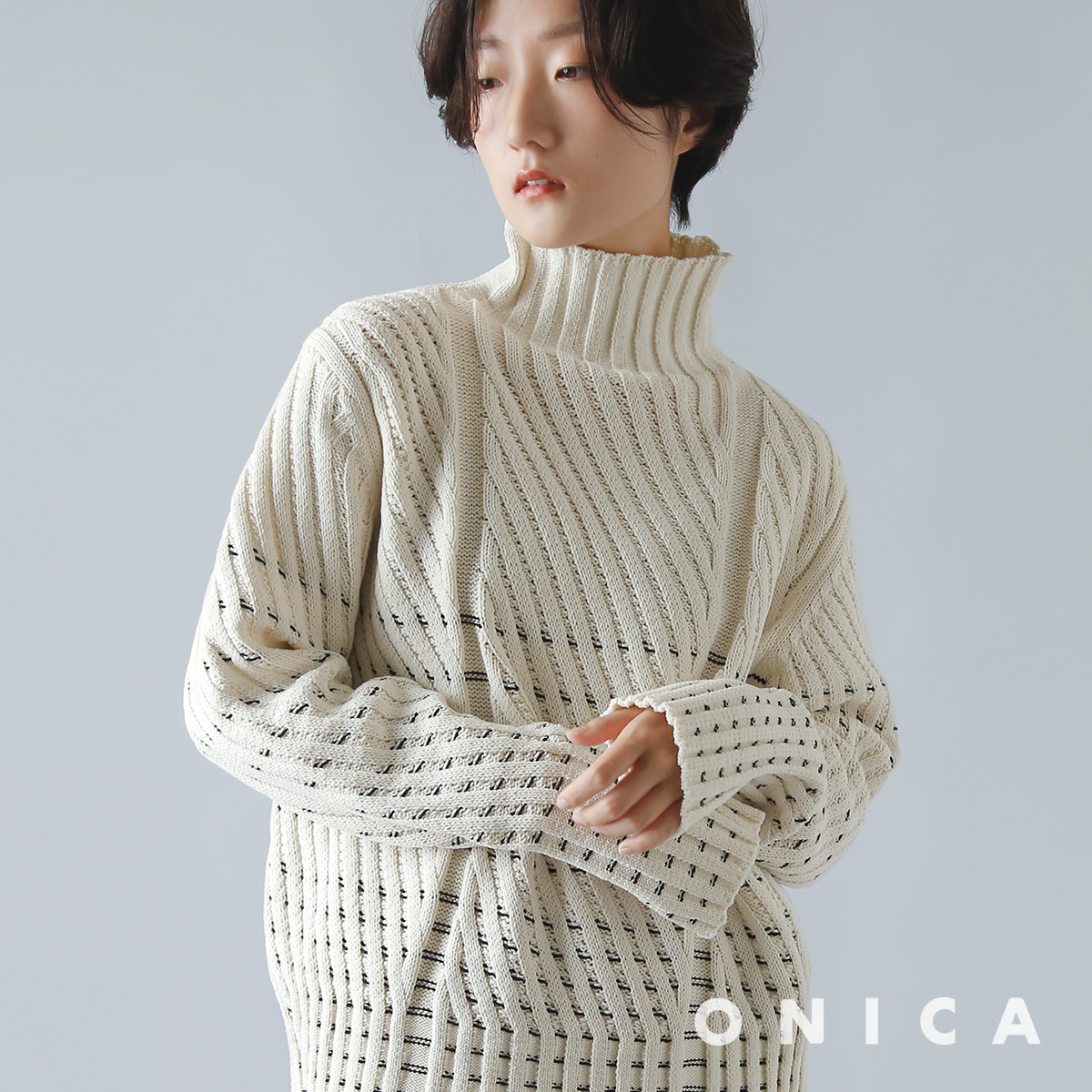 ONICA(IjJ)GA[ Rbg ^[glbN jbg vI[o[ gAiry Cotton Turtleneck Jumperh oni048