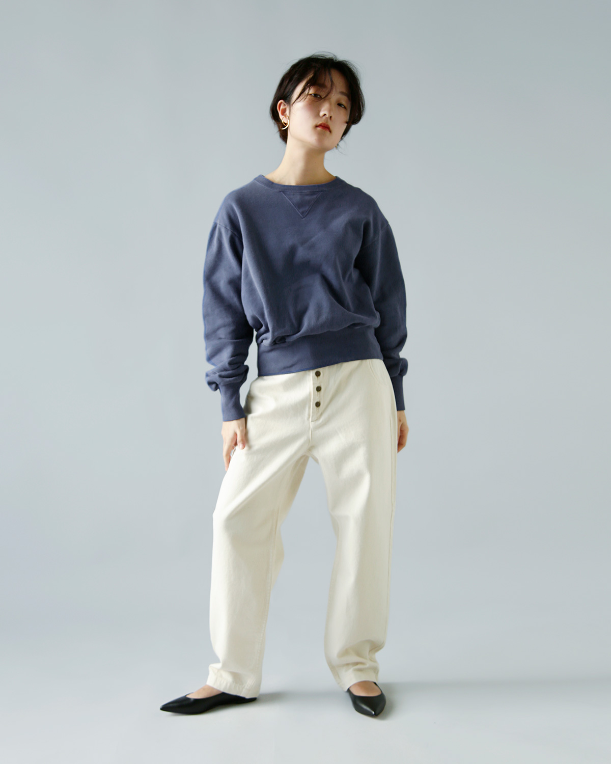 LENO リノ コットン クロップド スウェット シャツ “CROPPED SWEAT