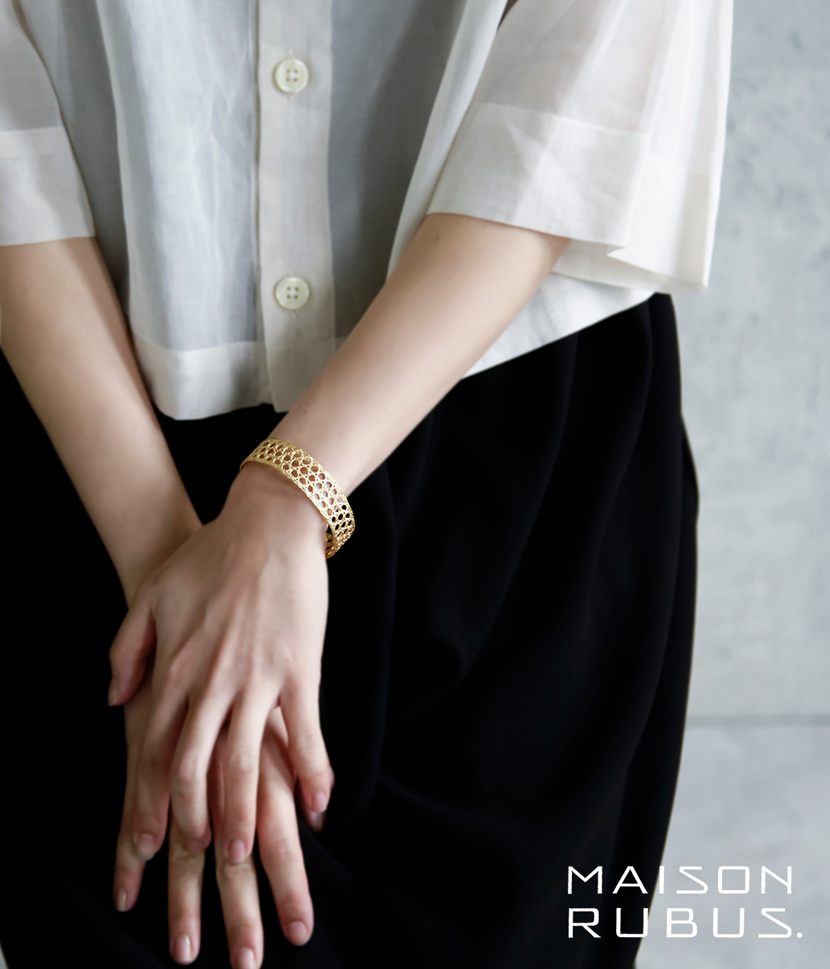 MAISON RUBUS. メゾンルーバス リコレクション シルバー×イエローゴールドメッキ レース バングル L “recollection  lace bangle L” re-002-same1