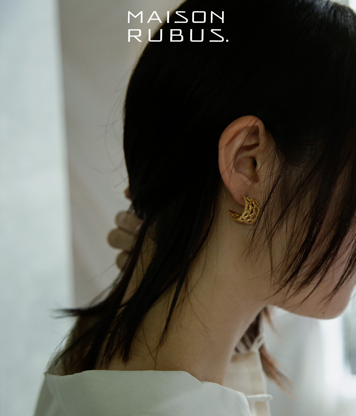 MAISON RUBUS. メゾンルーバス リコレクション シルバー×イエローゴールドメッキ レース ピアス L “recollection lace  pierce L” re-005-same1