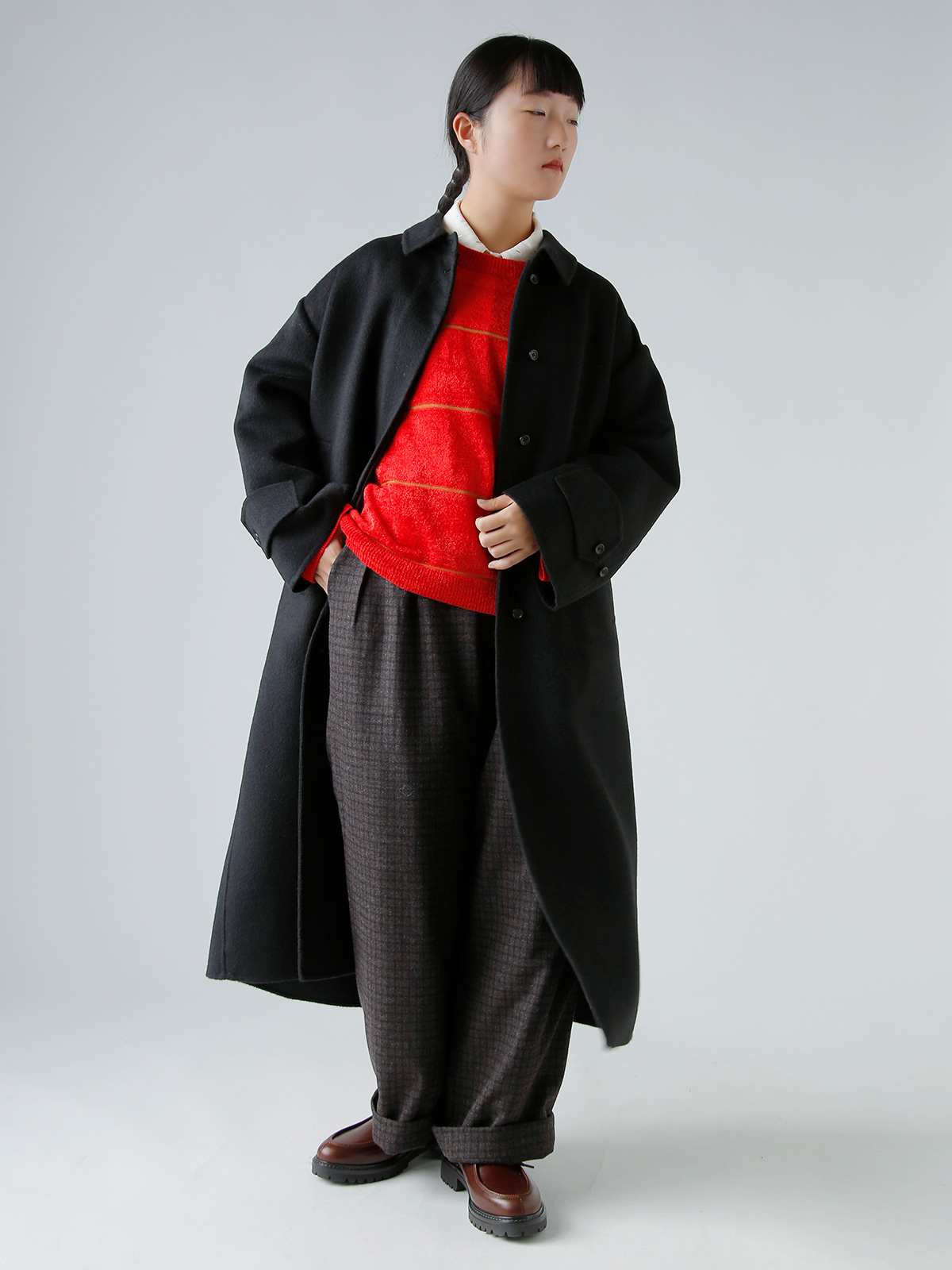 TENNE HANDCRAFTED MODERN(enhNtebh_)rbOTCY XeJ[R[g gbig size soutien collar coath 0026