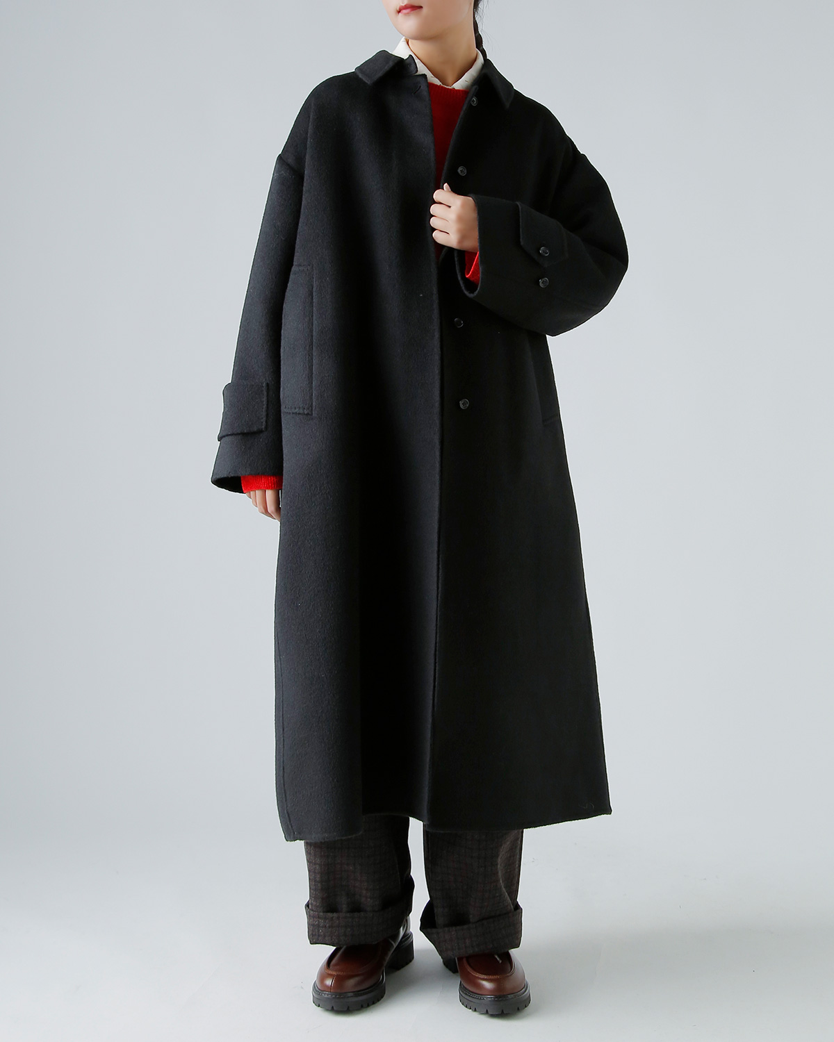 TENNE HANDCRAFTED MODERN(enhNtebh_)rbOTCY XeJ[R[g gbig size soutien collar coath 0026