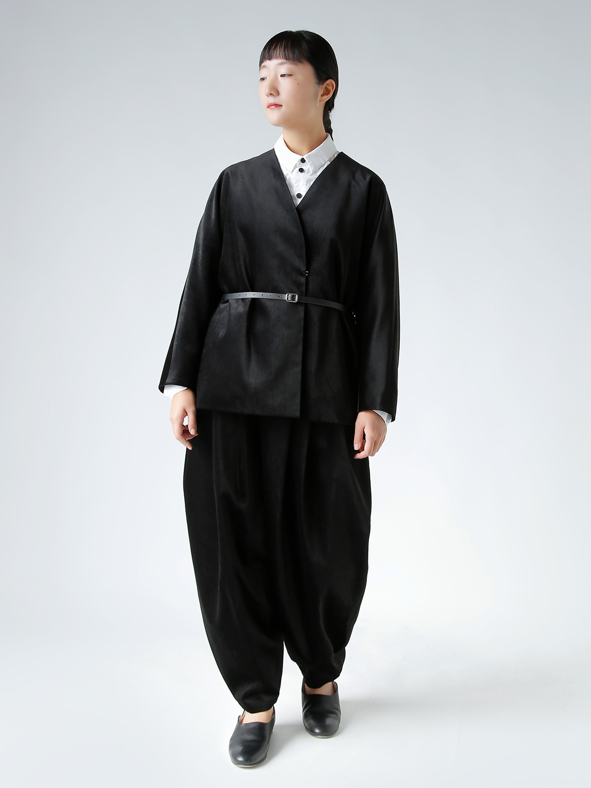 TENNE HANDCRAFTED MODERN(enhNtebh_)U[xgt vX xxbg m[J[ WPbg gvelvet no collar jacketh 0031