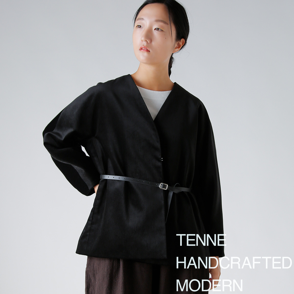 TENNE HANDCRAFTED MODERN(enhNtebh_)U[xgt vX xxbg m[J[ WPbg gvelvet no collar jacketh 0031