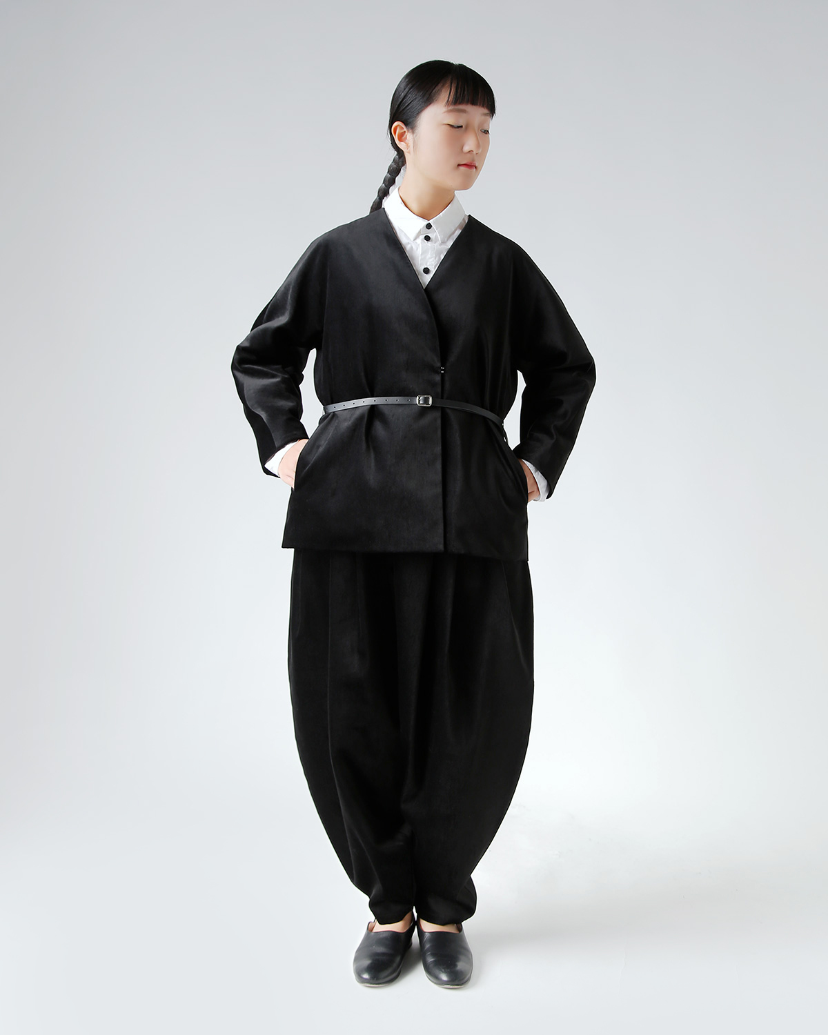 TENNE HANDCRAFTED MODERN(enhNtebh_)U[xgt vX xxbg m[J[ WPbg gvelvet no collar jacketh 0031