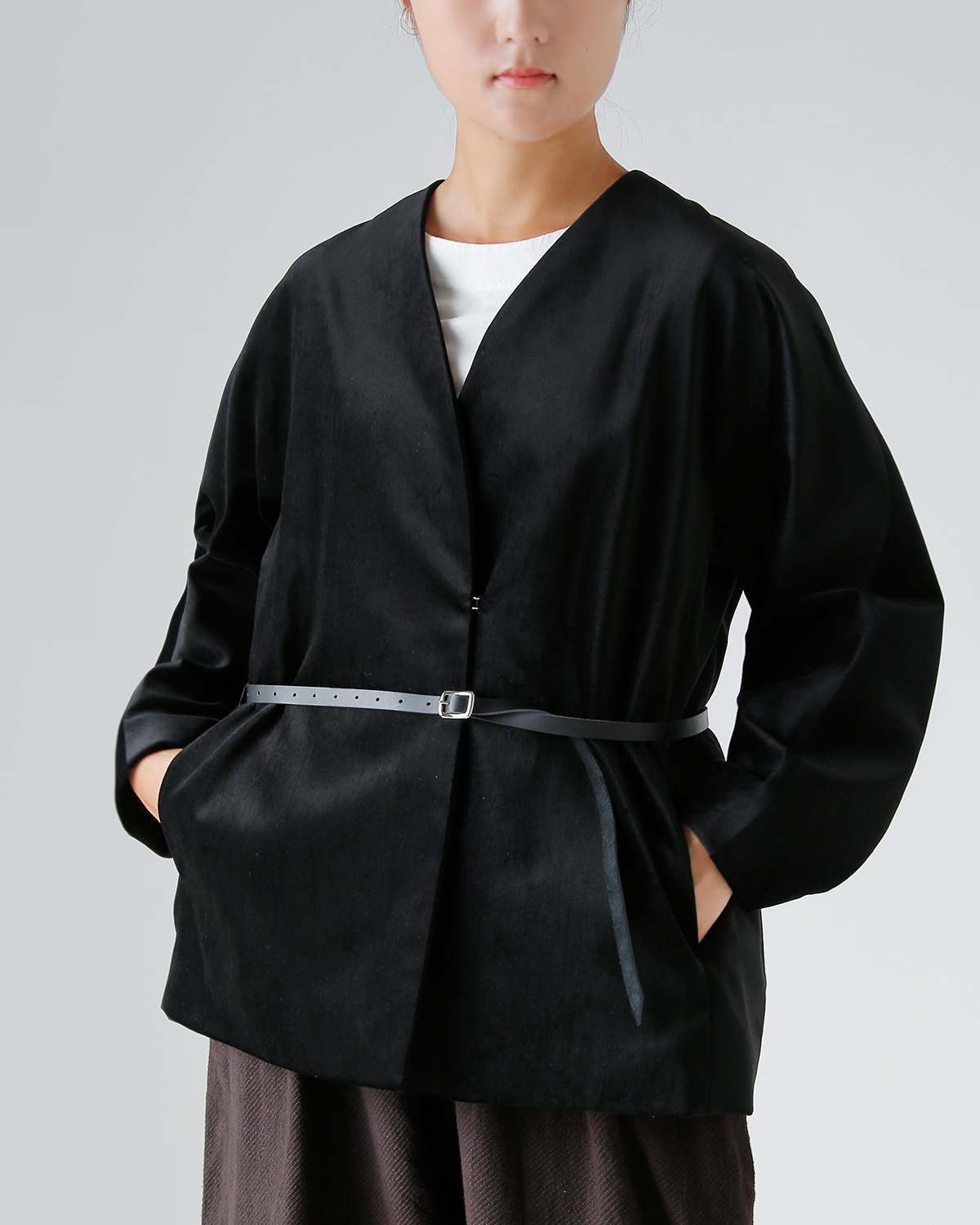 TENNE HANDCRAFTED MODERN(enhNtebh_)U[xgt vX xxbg m[J[ WPbg gvelvet no collar jacketh 0031