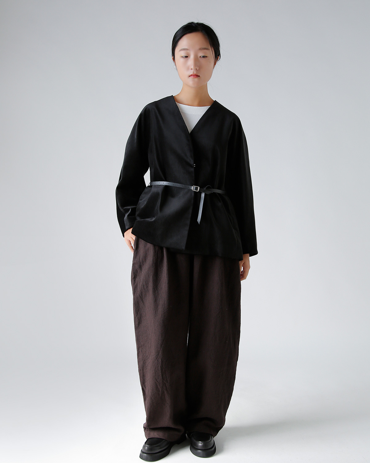 TENNE HANDCRAFTED MODERN(enhNtebh_)U[xgt vX xxbg m[J[ WPbg gvelvet no collar jacketh 0031