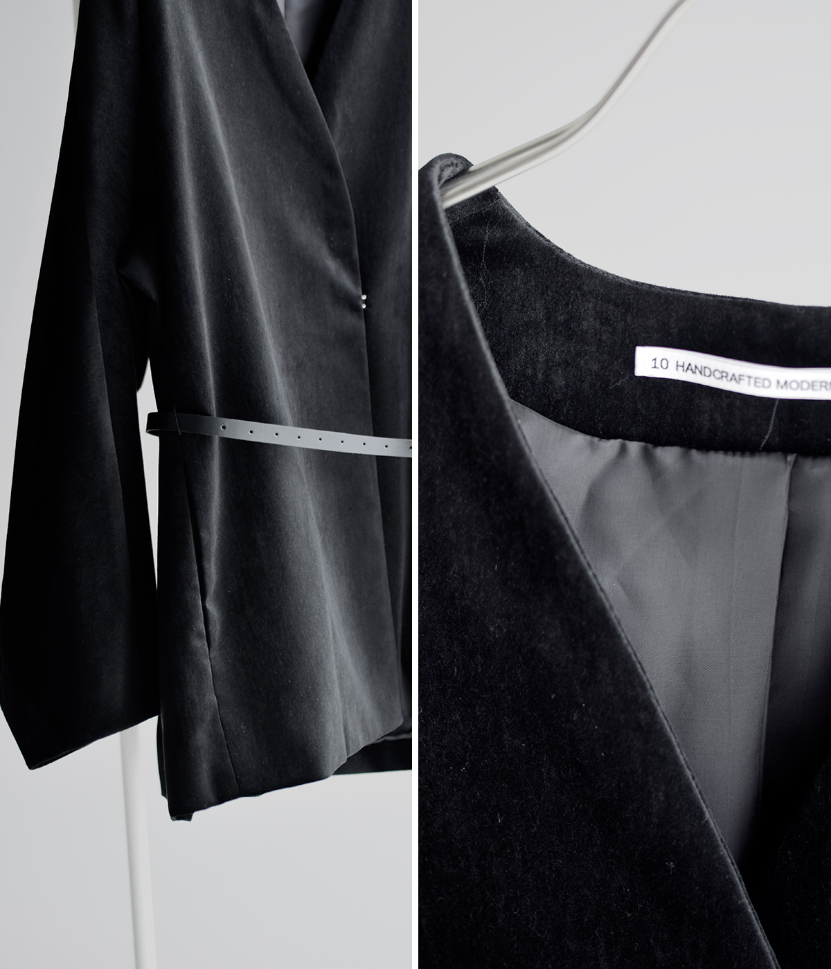 TENNE HANDCRAFTED MODERN(enhNtebh_)U[xgt vX xxbg m[J[ WPbg gvelvet no collar jacketh 0031