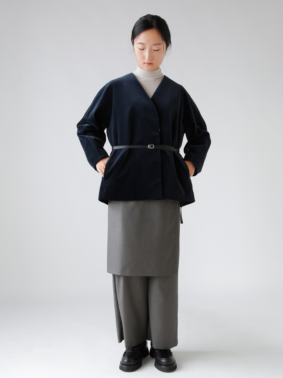 m[J[ WPbg gvelvet no collar jacketh 0031