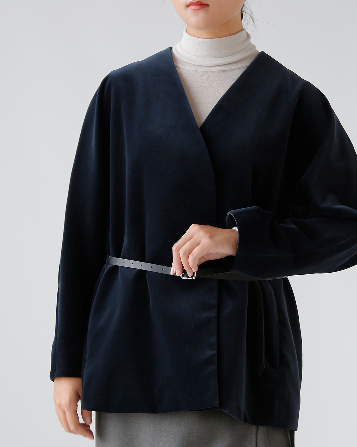 m[J[ WPbg gvelvet no collar jacketh 0031