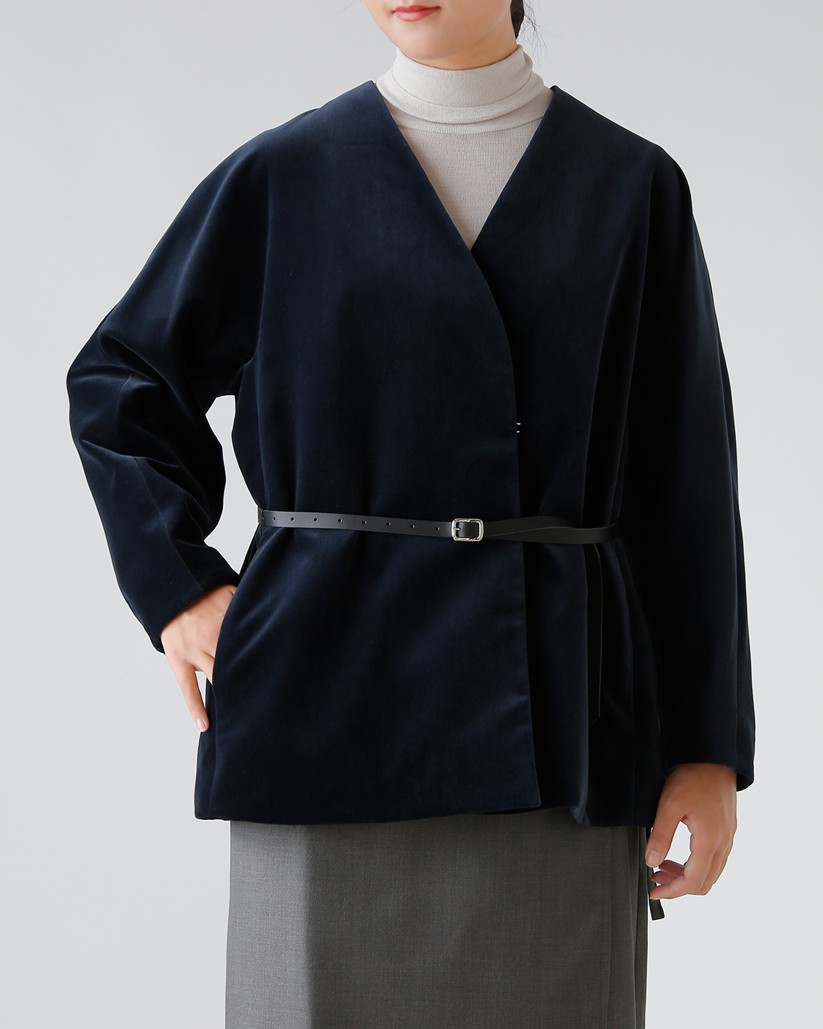 m[J[ WPbg gvelvet no collar jacketh 0031